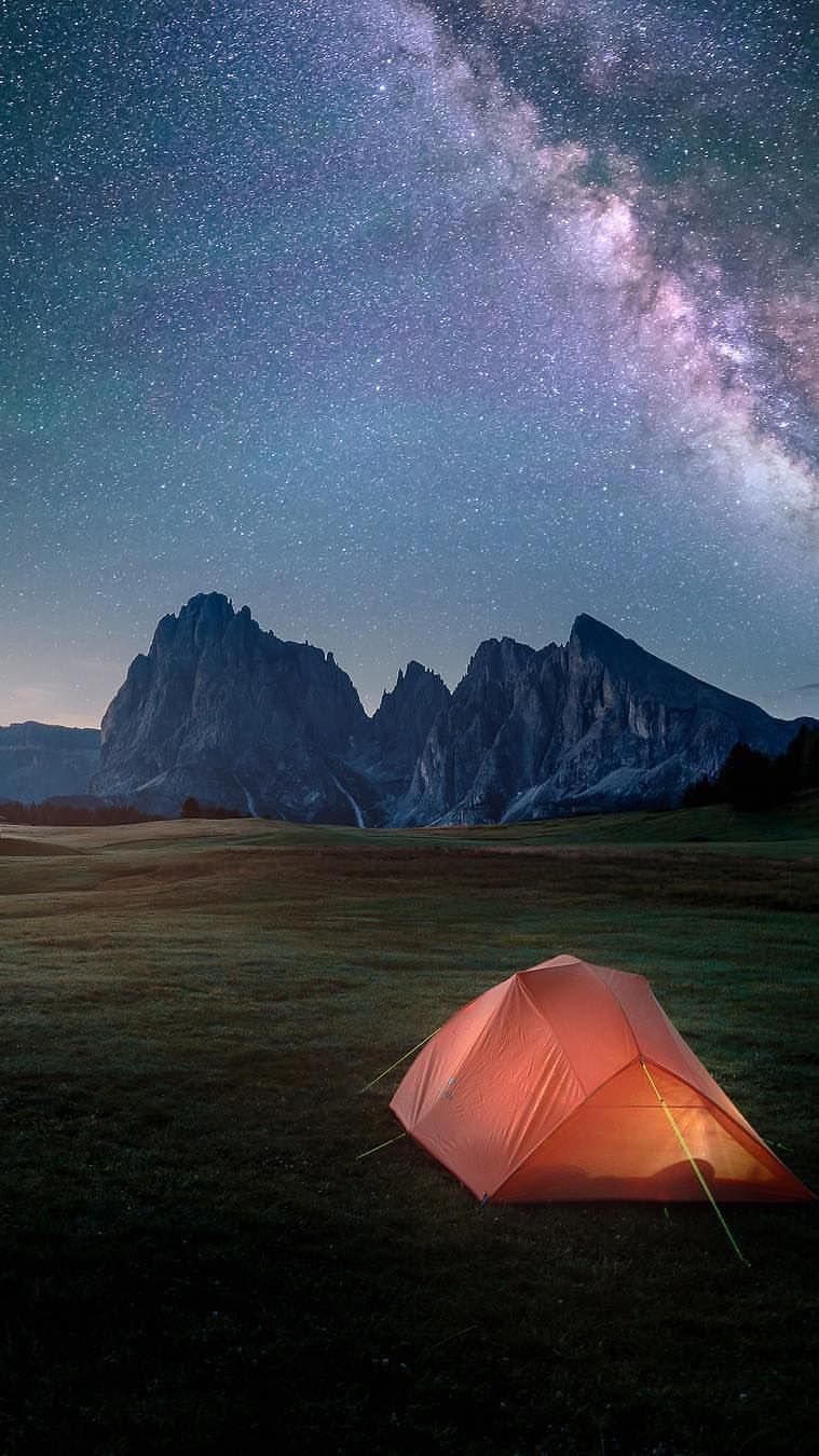 Night Camping in Nature iPhone Wallpaper. Nature