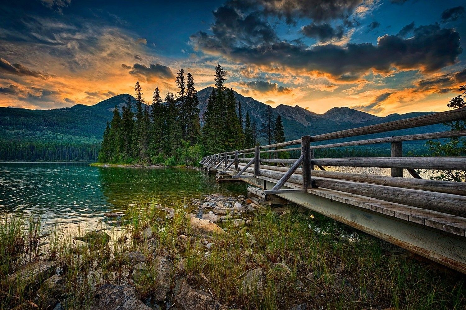 Landscape, Nature, Jasper National Park, Canada, Lake