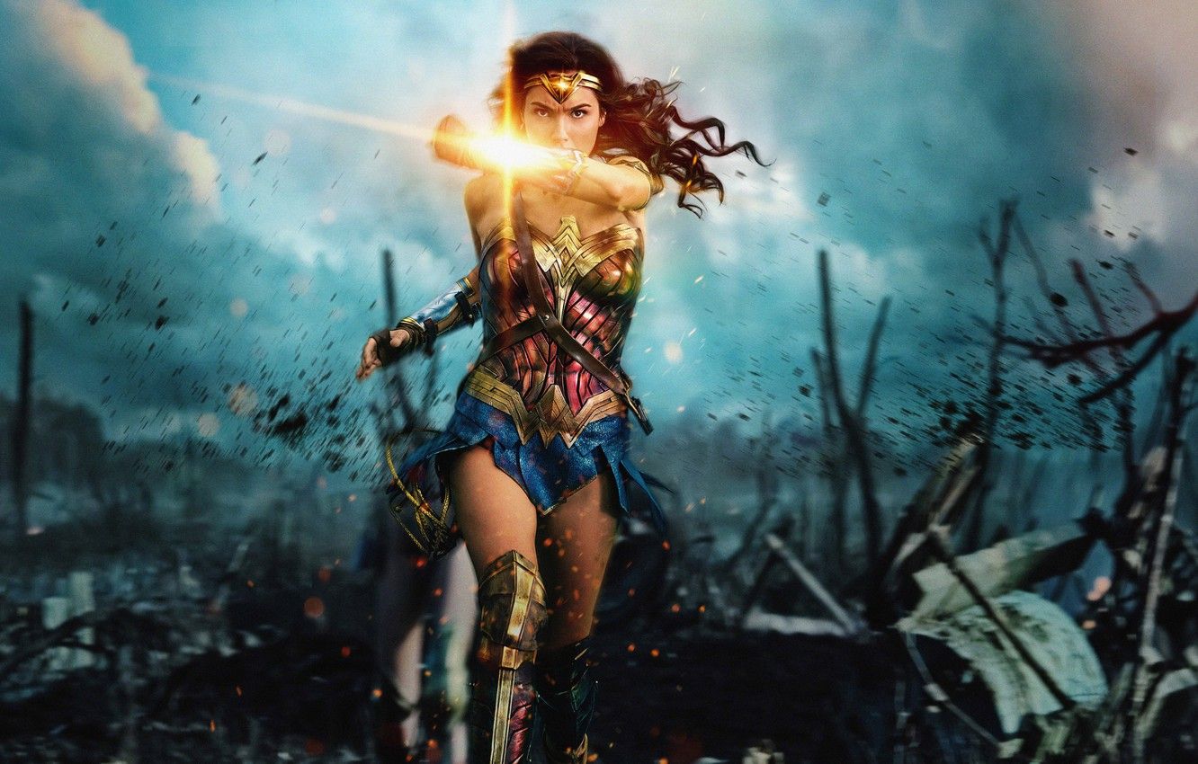 Wallpaper cinema, Wonder Woman, armor, war, movie, brunette, film