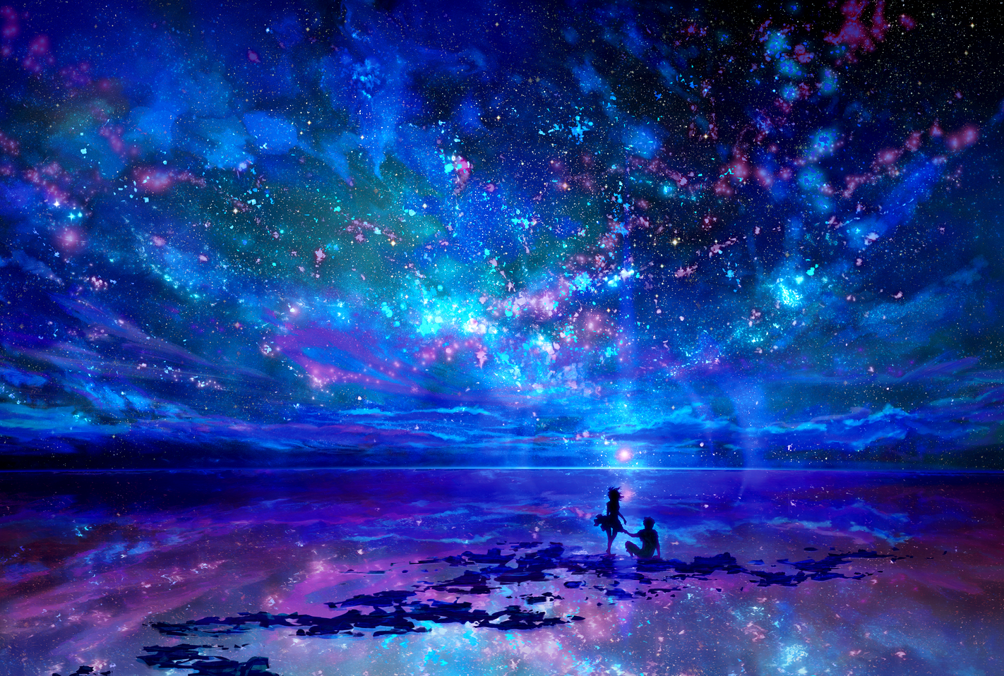 Milky Way Anime Aesthetic Background - Night Anime Wallpapers