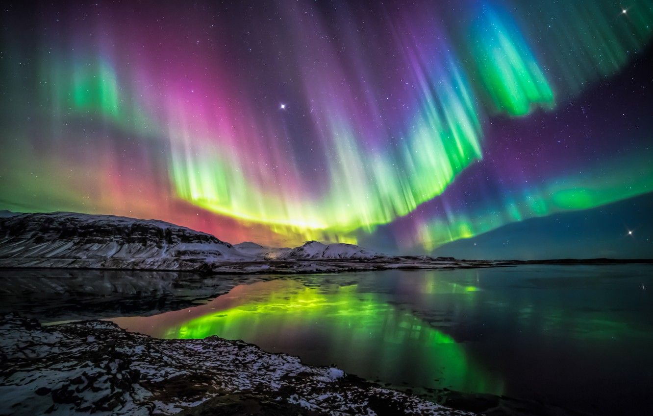Wallpaper colors, night, Northern Lights image for desktop, section природа
