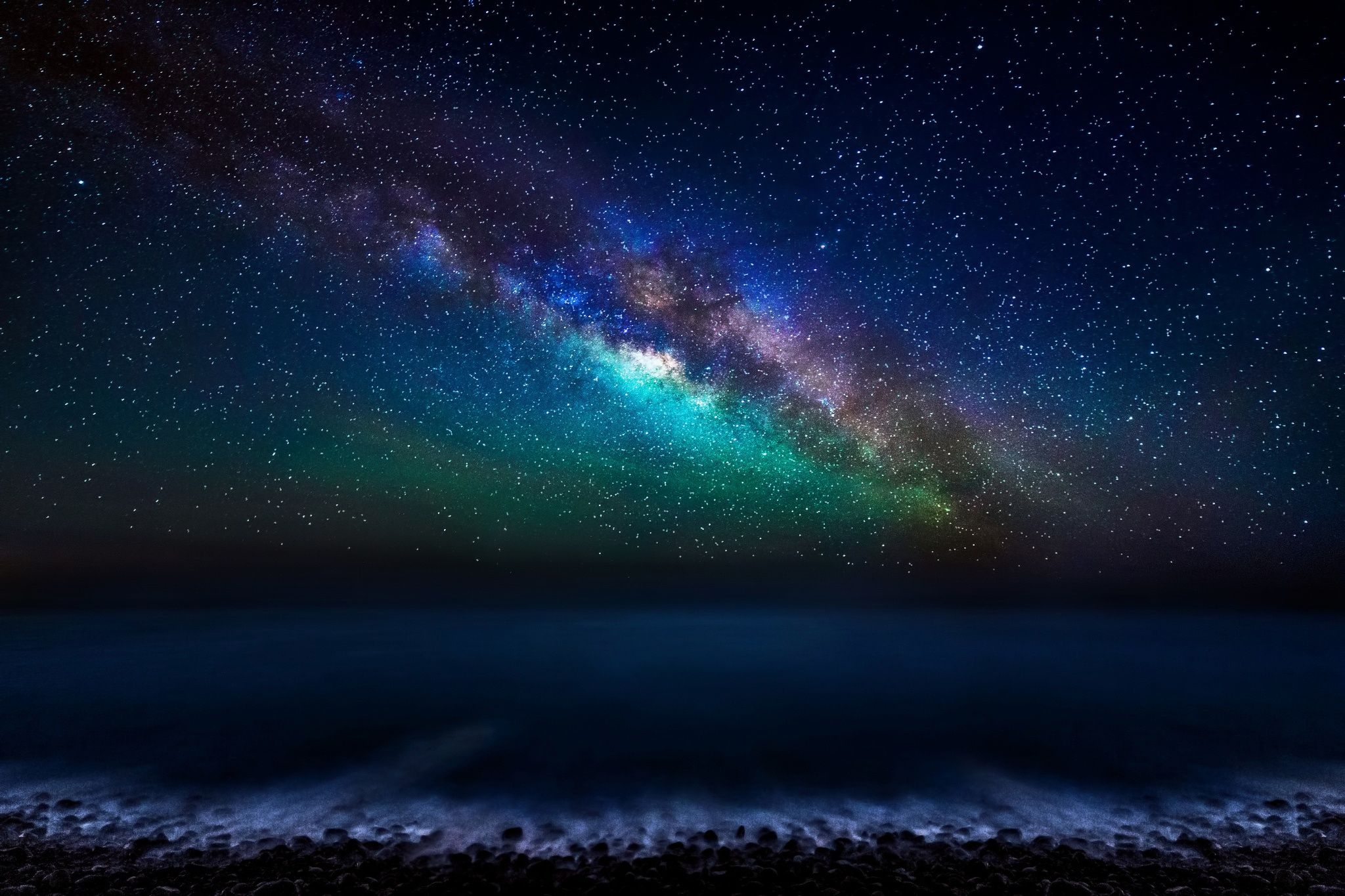 Wallpaper Canary Islands, Atlantic ocean, sky, night, stars, milky