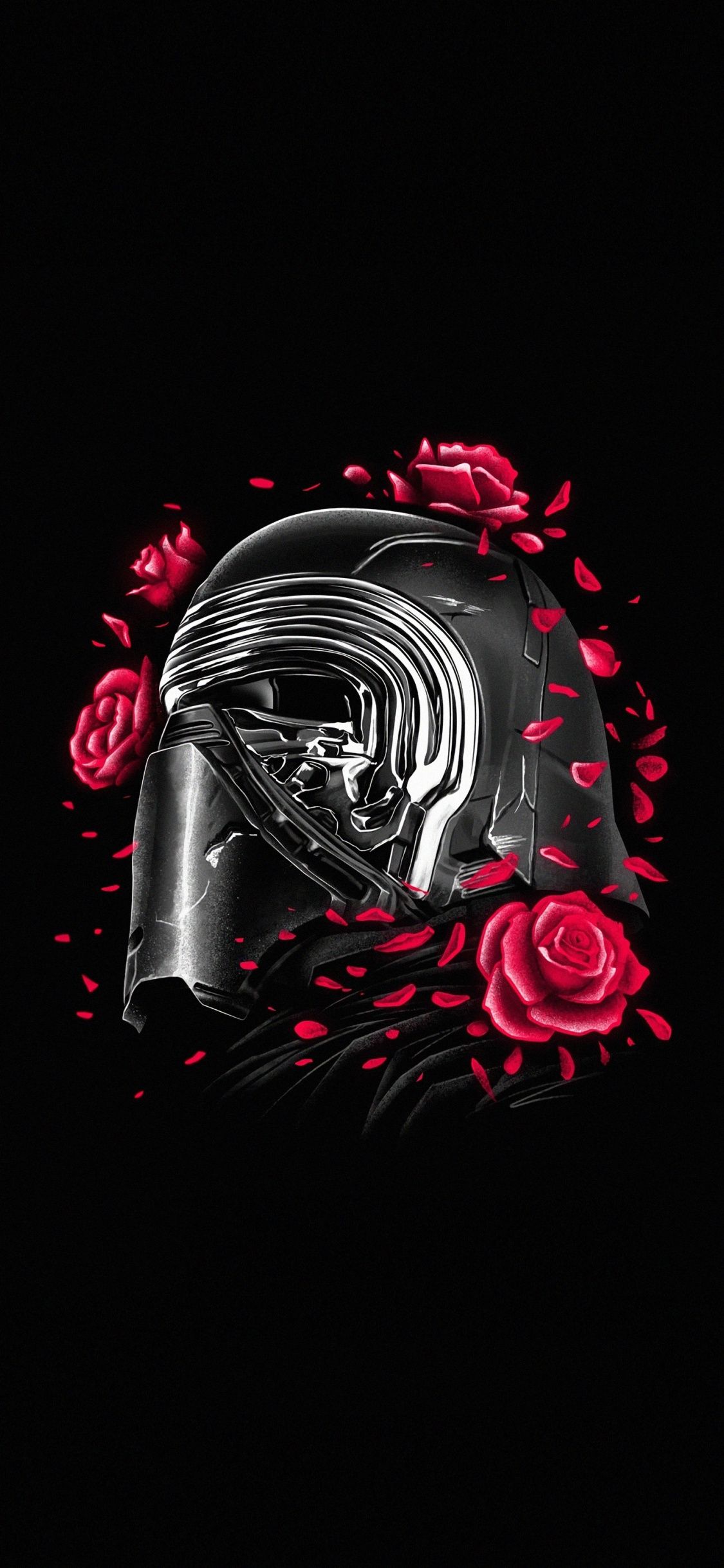 Kylo Ren, Helmet And Roses, Star Wars, Minimal, Wallpaper