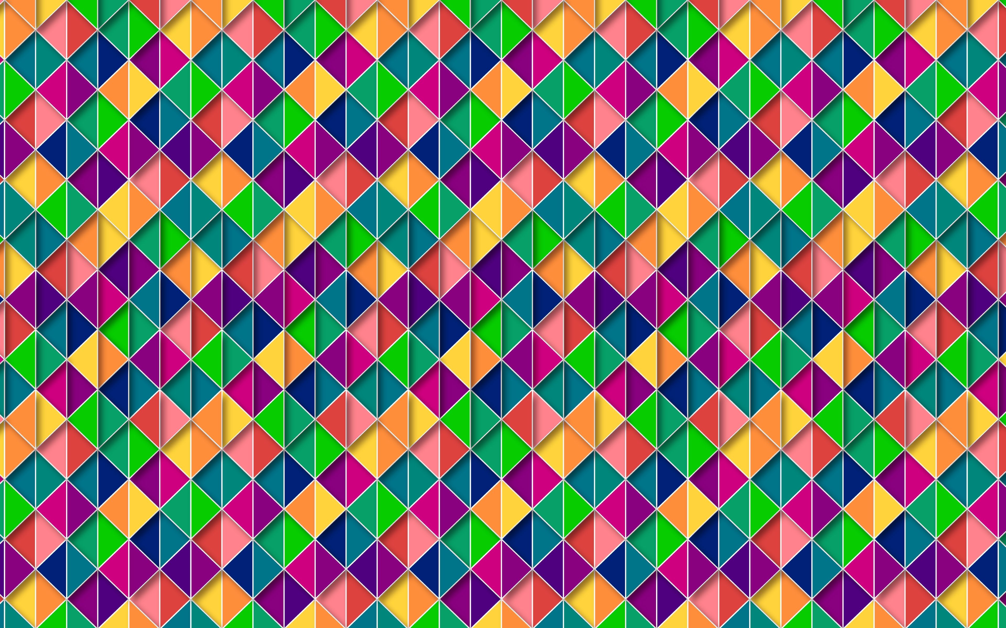 Download wallpaper 4k, triangles, mosaic, art, geometry, polygons