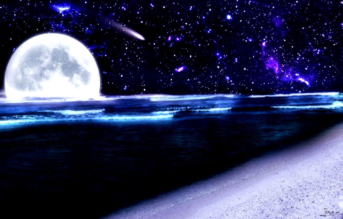 Sky Night Beach Ocean Sky Moon Stars Wallpaper Mobile At