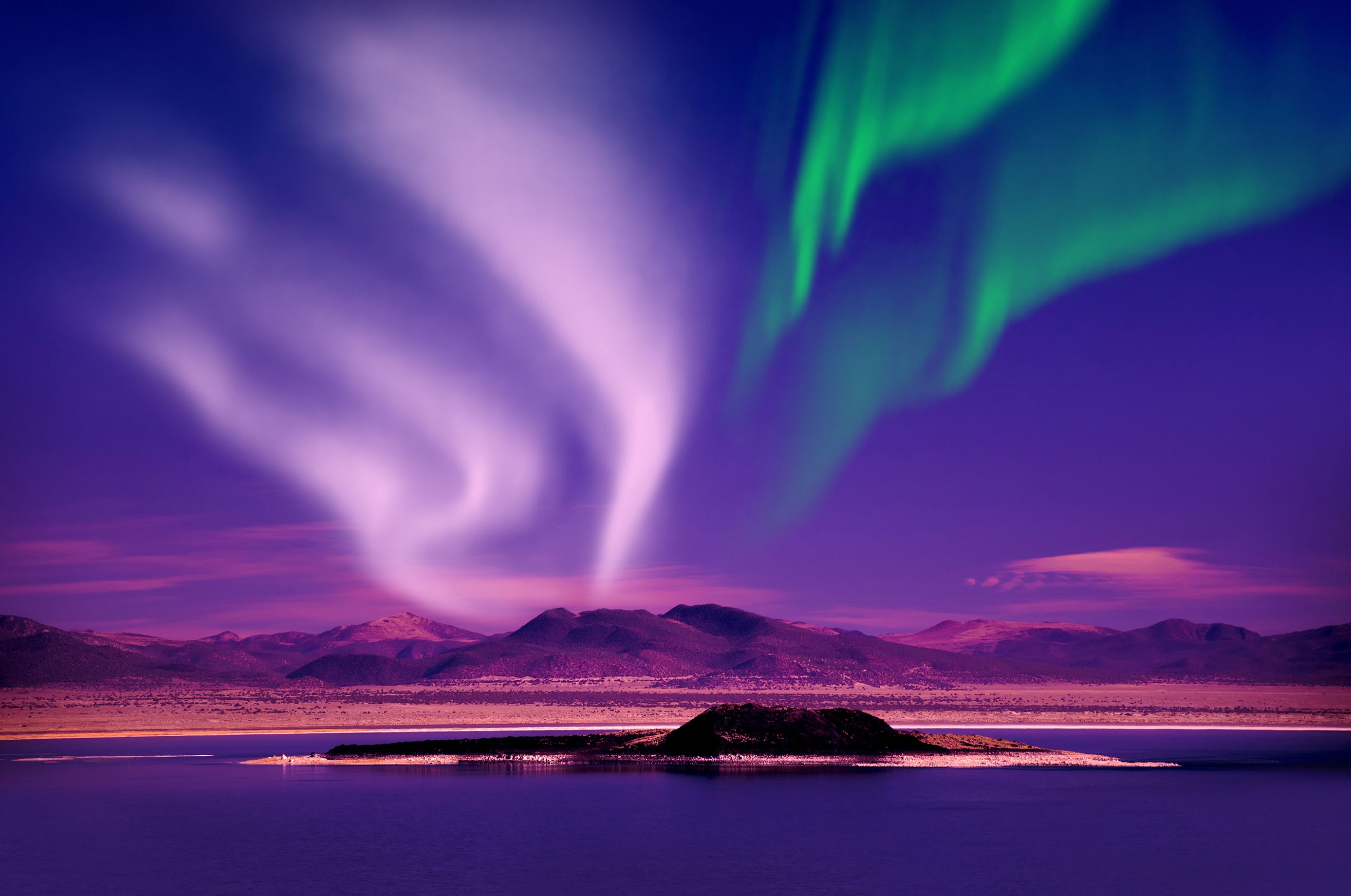 Picture Norway Aurora Nature Sky Hill Night Rivers 2775x1840