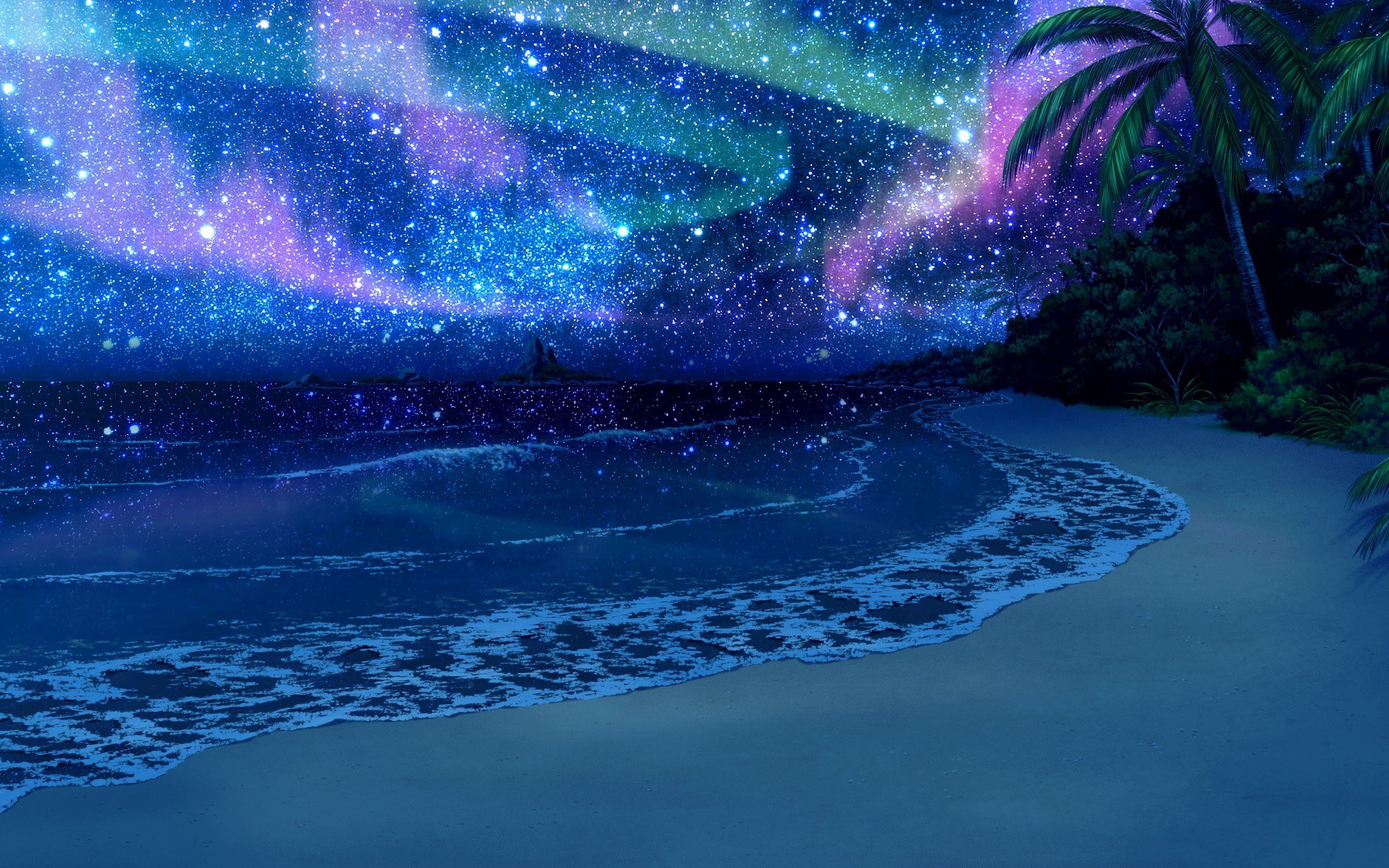 Ocean Night Sky Anime Wallpapers Wallpaper Cave