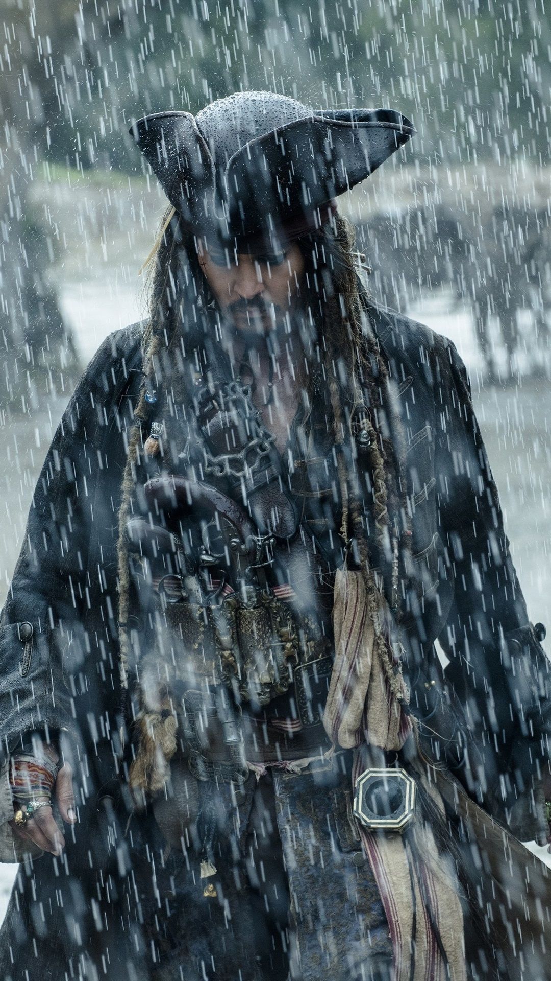 Wallpaper Pirates of the Caribbean Johnny Depp, heavy rain