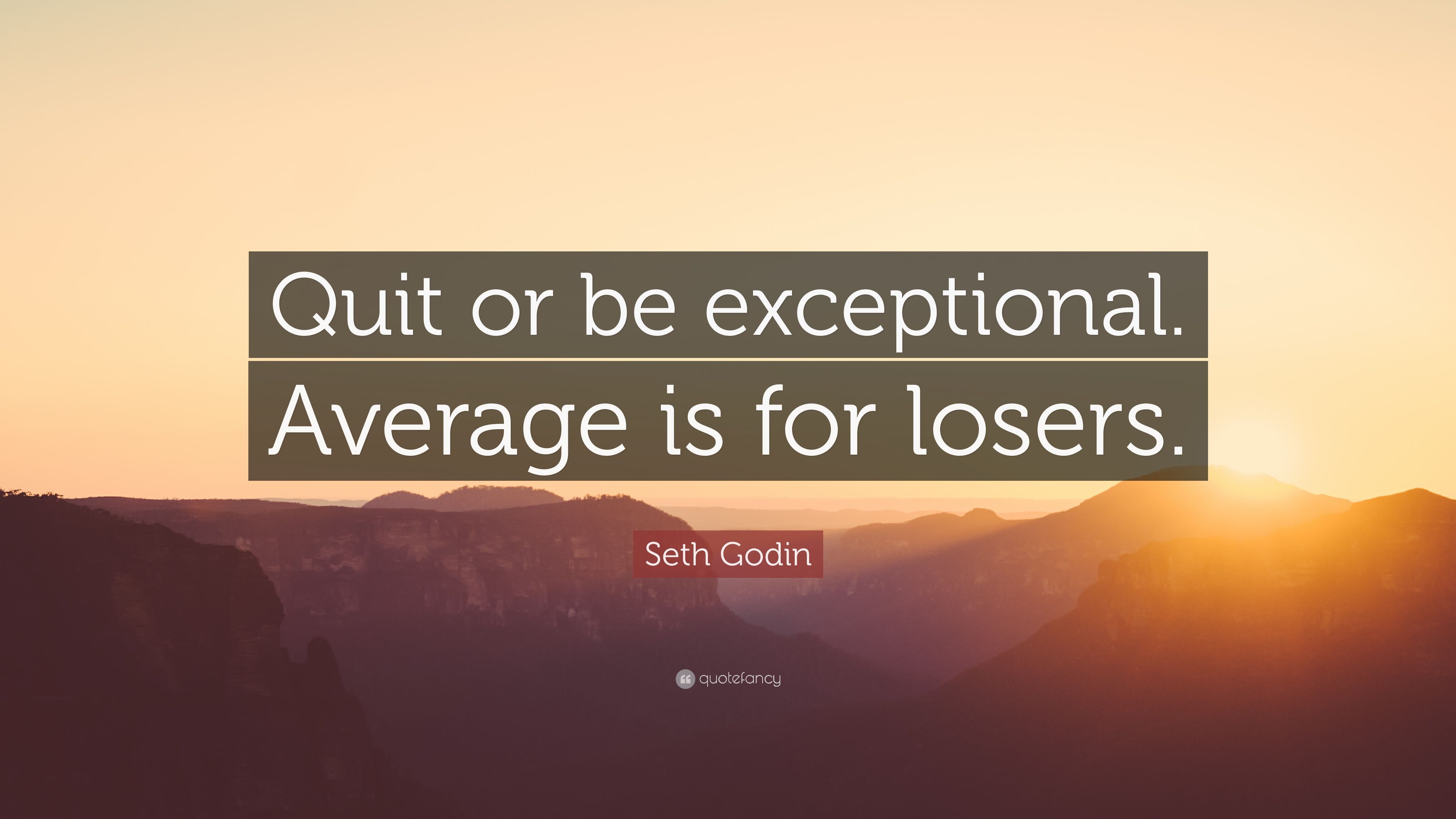 Seth Godin Quote: "Quit or be exceptional. 