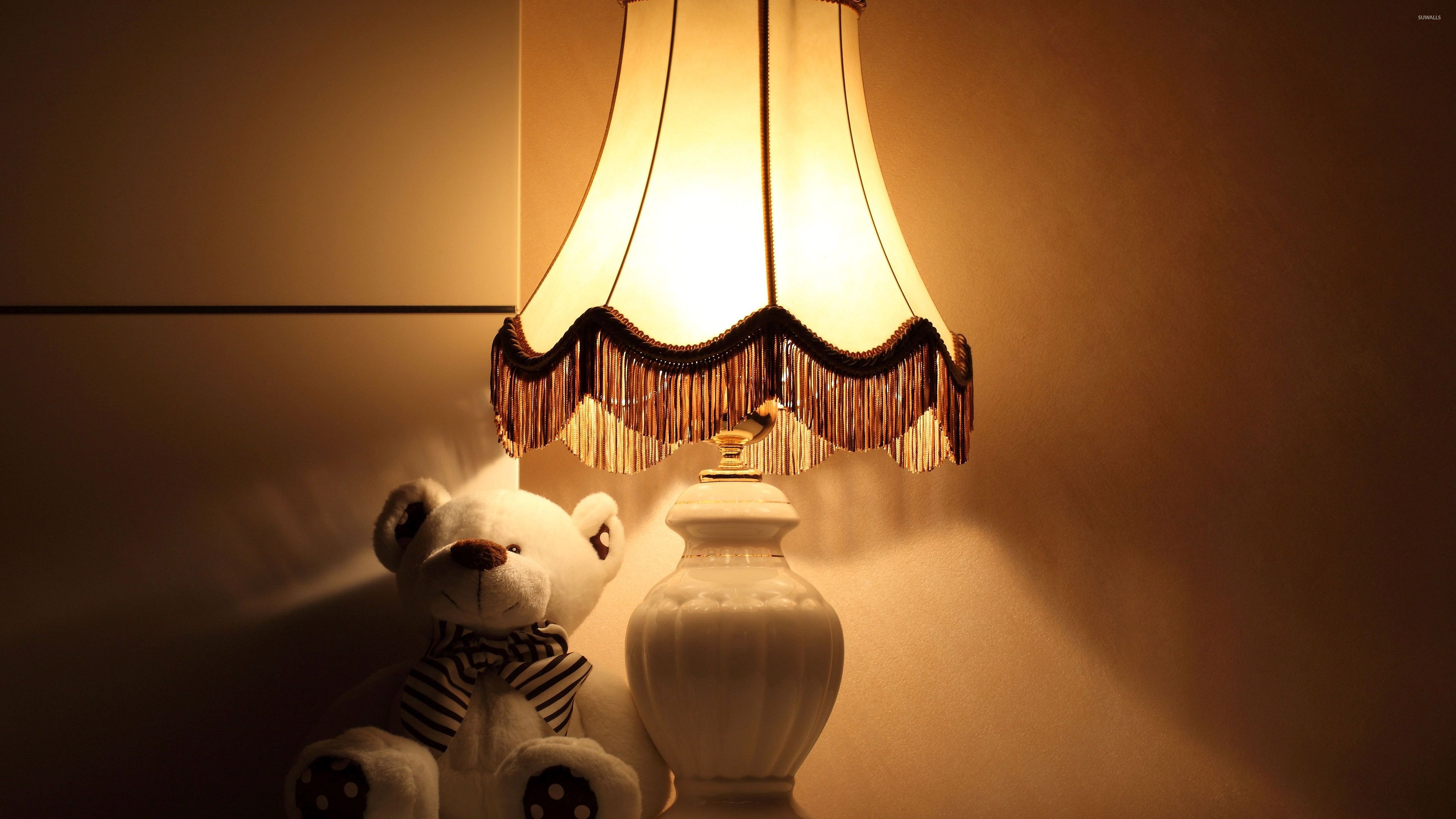Teddy bear under a lamp wallpaper wallpaper