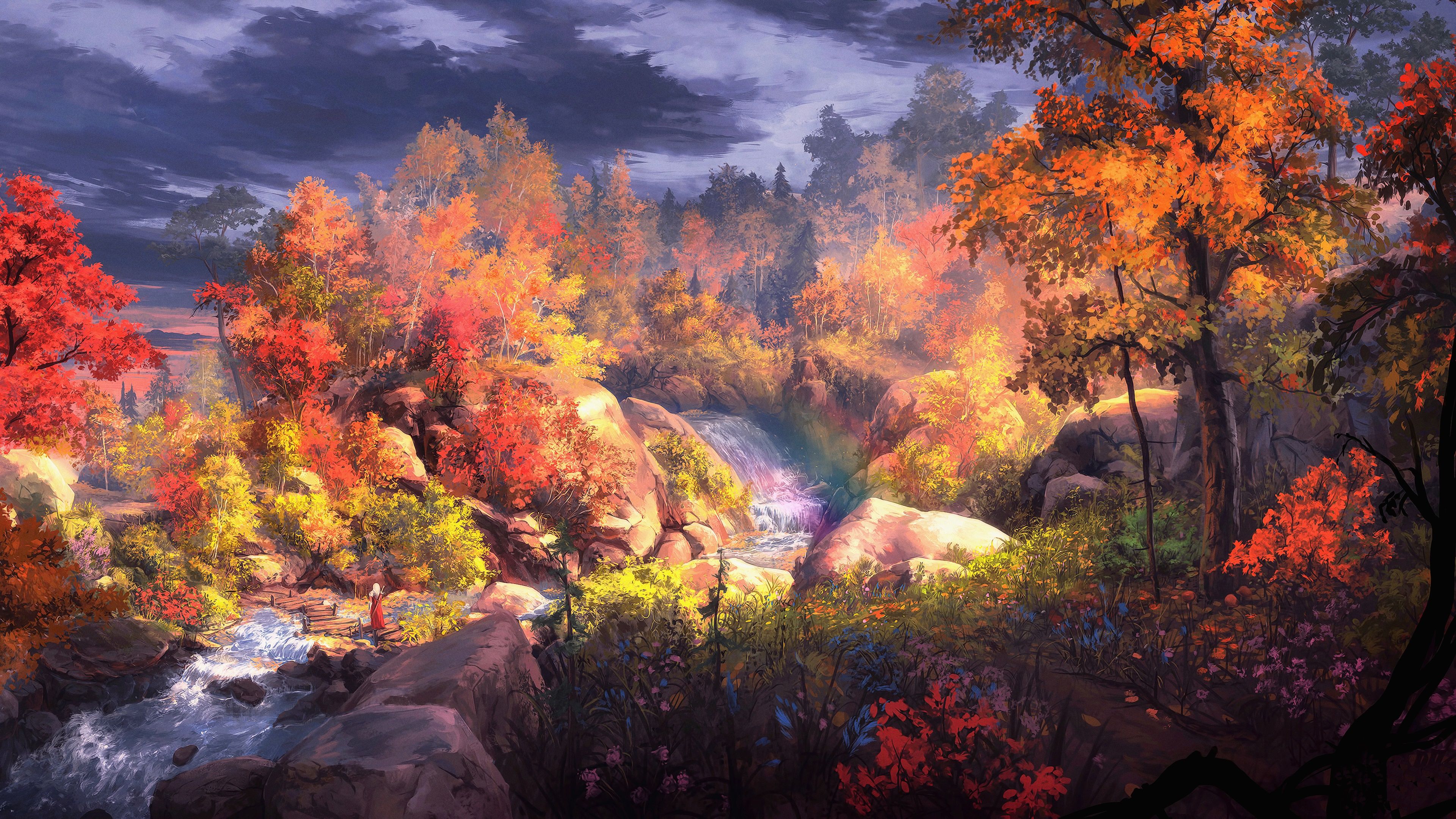 Misty Autumn River 4k Ultra HD Wallpaper. Background Image