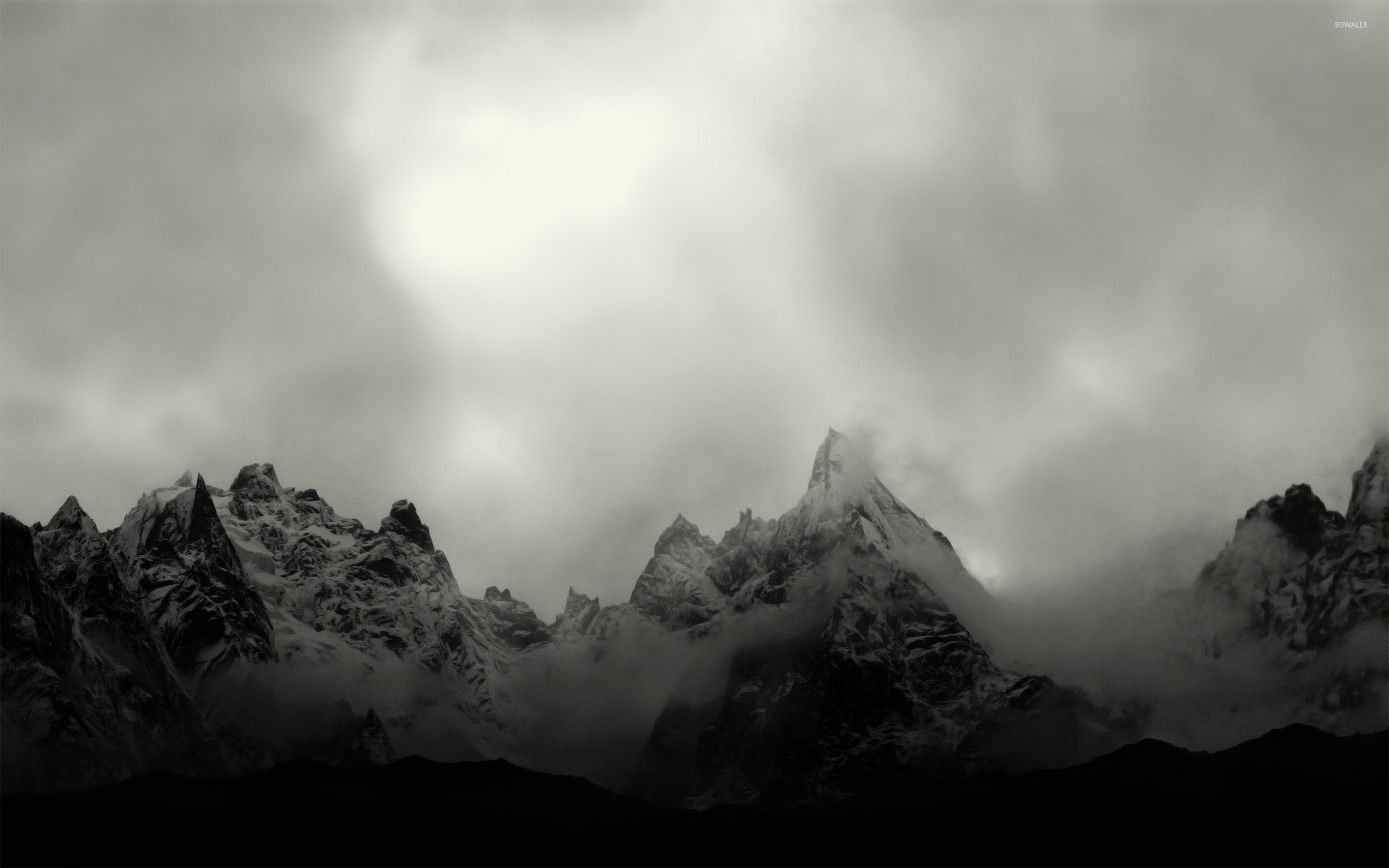 Misty mountain peaks wallpaper wallpaper