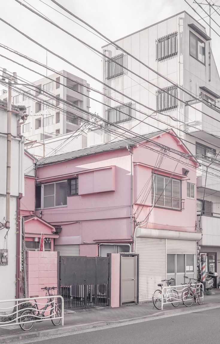 pink and white buildings. Aesthetic japan, Aesthetic wallpaper