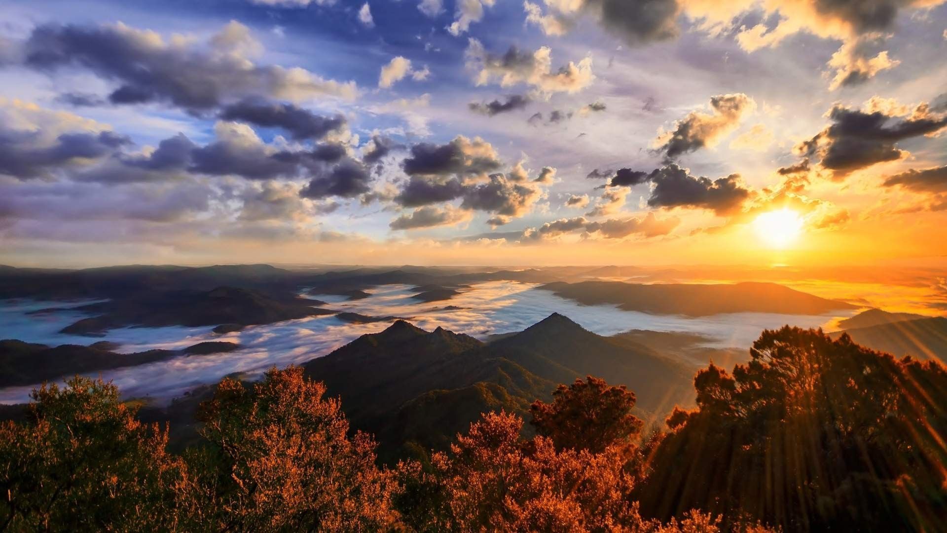 mountain sunset landscape 4k ultra HD wallpaper