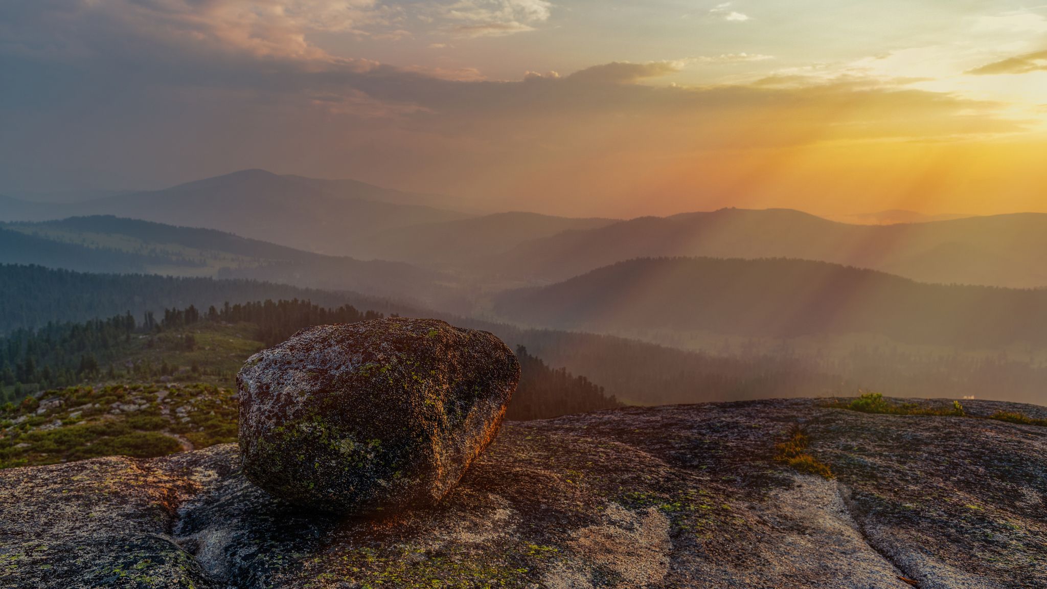 Rock Landscape Mountain Sunset Sky 5k 2048x1152