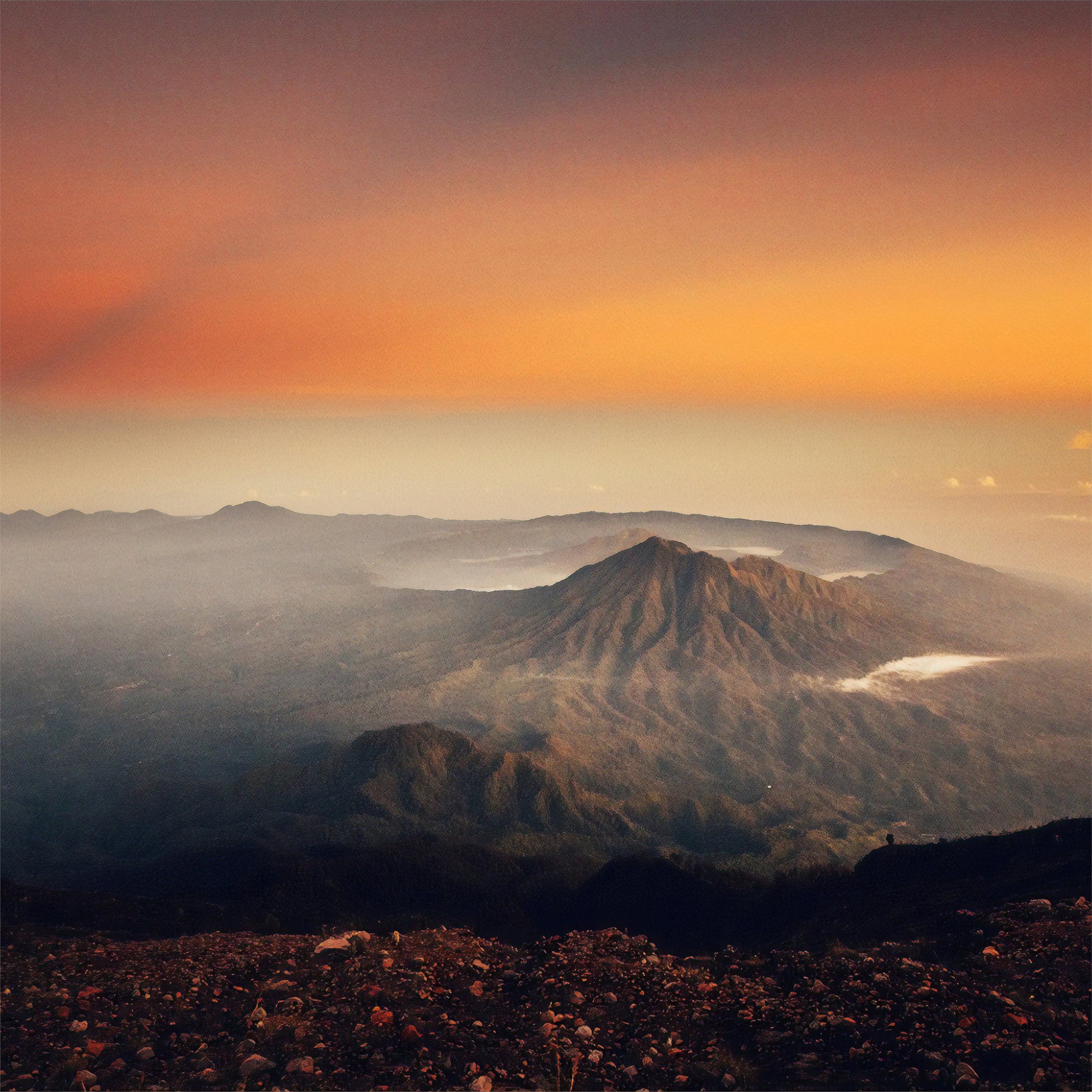 volcano sunset landscape 4k iPad Pro Wallpaper Free Download
