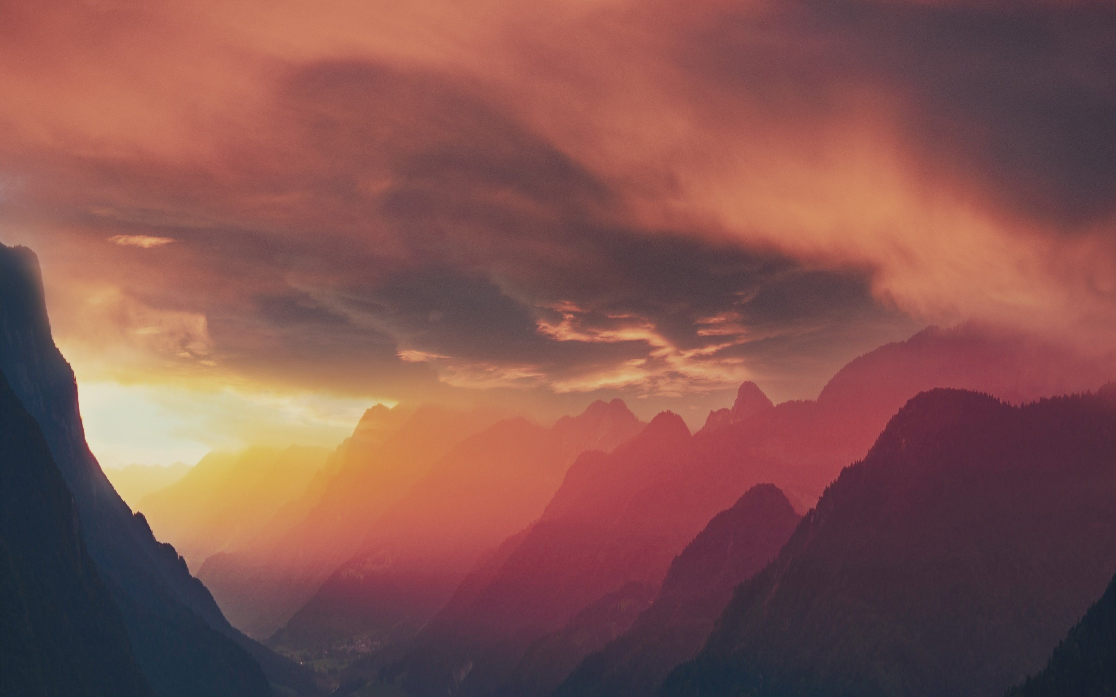 Fog Landscape Mountains Sunset 8k 4k HD 4k Wallpaper