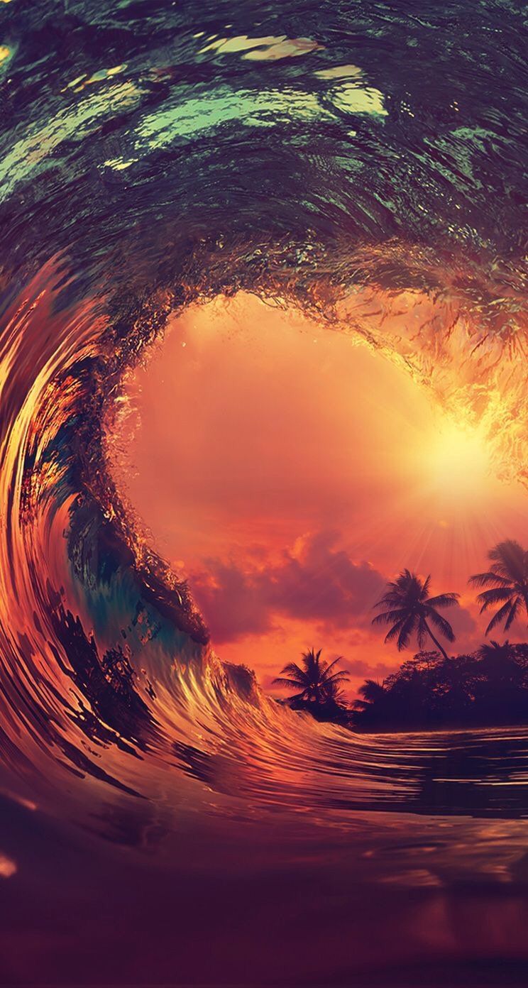 iPhone and Android Wallpaper: Sunset Wave Wallpaper for iPhone