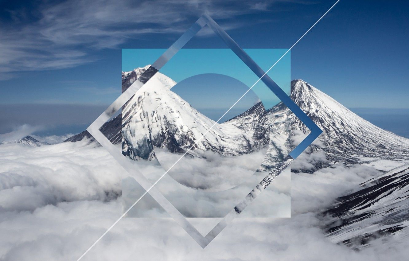 Wallpaper abstract, nature, mountain, snow, geometry, geoshapes