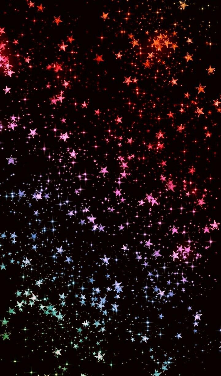 black background with colorful stars