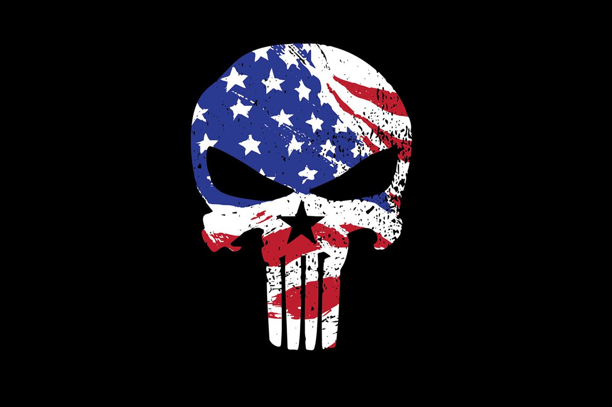 Premium Vector  Skull with the color of the melted united states american  flag as a design for veterans day