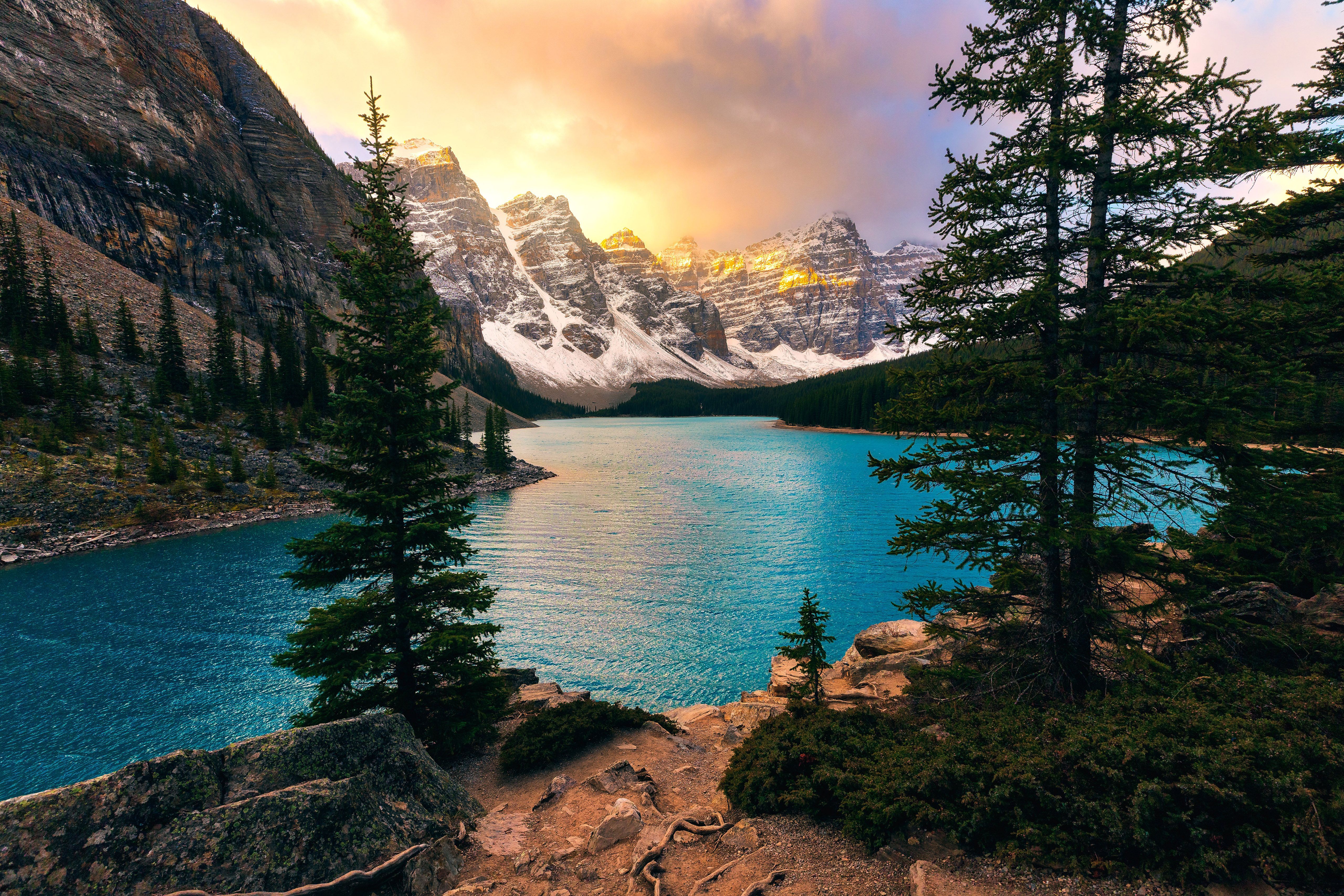 Wallpaper Moraine Lake, Banff National Park, Canada, 4K, 5K