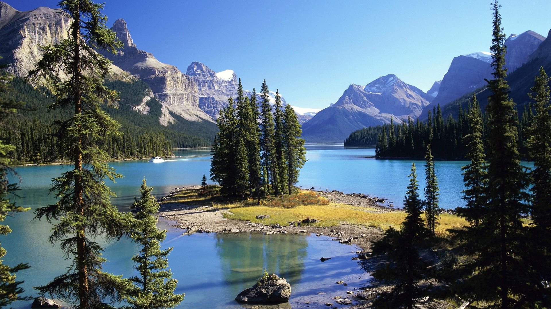 Maligne Lake Desktop Background, Jasper Park HD Wallpaper