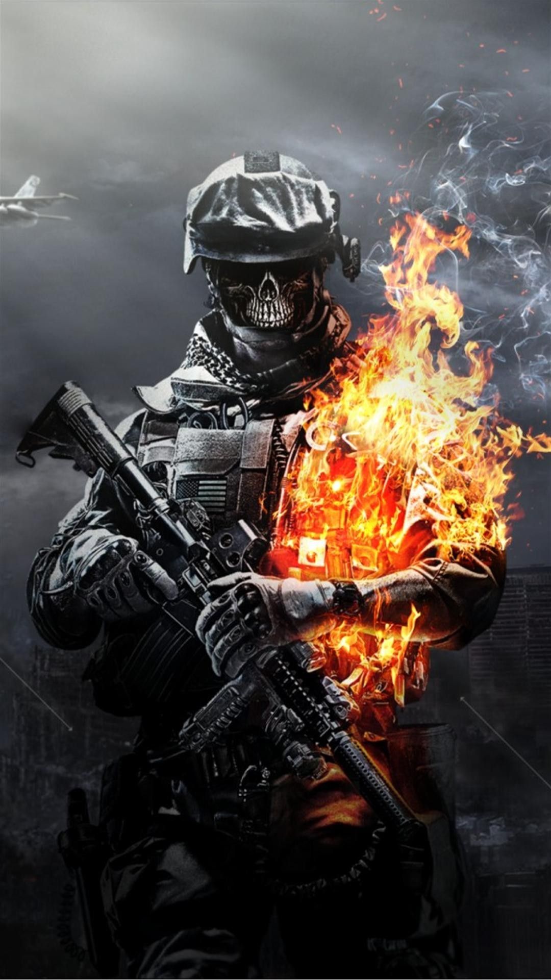 Battlefield 3 Skeleton Soldier Fire iPhone 6 Plus HD Wallpaper HD