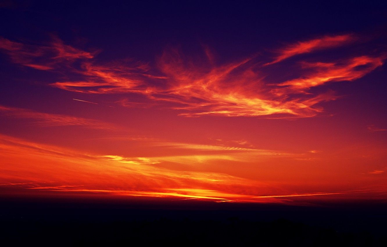Wallpaper dark, twilight, sky, nature, sunset, clouds, 4k ultra HD background image for desktop, section природа