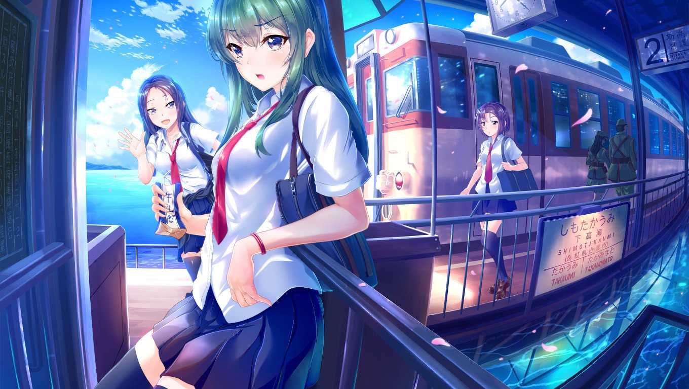 Subway Girls Anime 4K HD Wallpaper (1360x768)