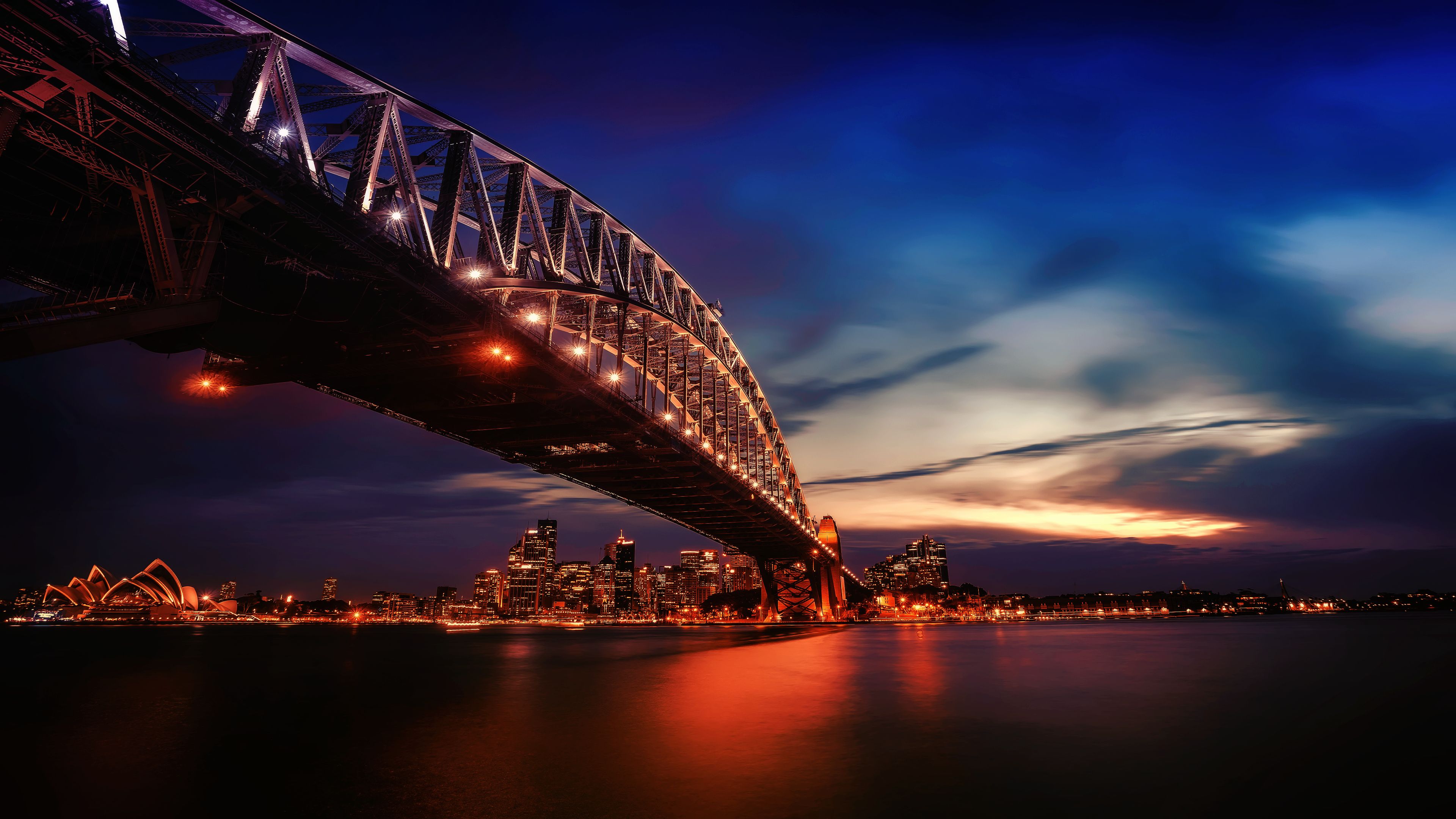 City Lights Sydney Harbour Bridge 4k 2048x1152 Resolution HD 4k Wallpaper, Image, Background, Photo and Picture