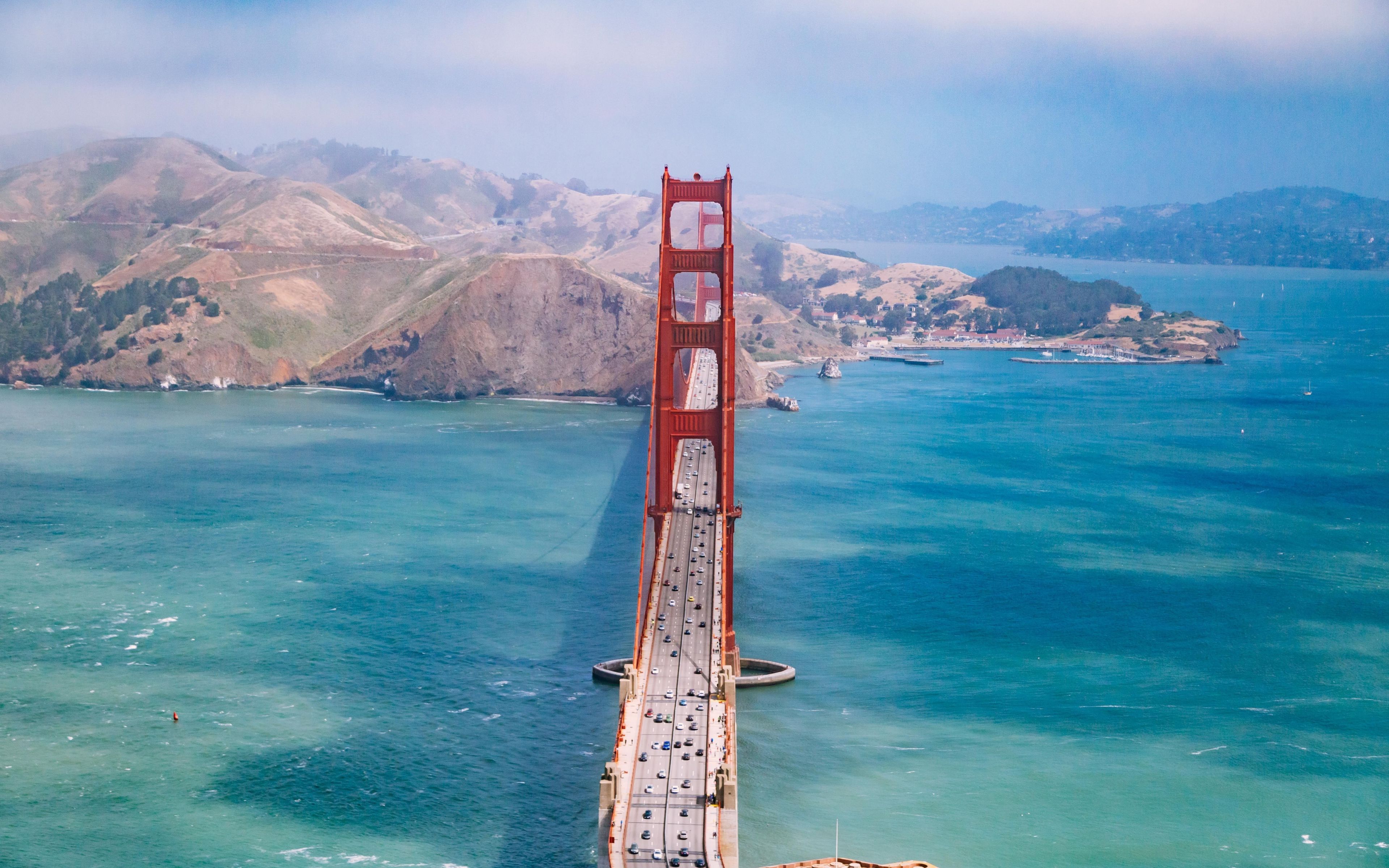 Download 3840x2400 wallpaper aerial view, bridge, golden gate