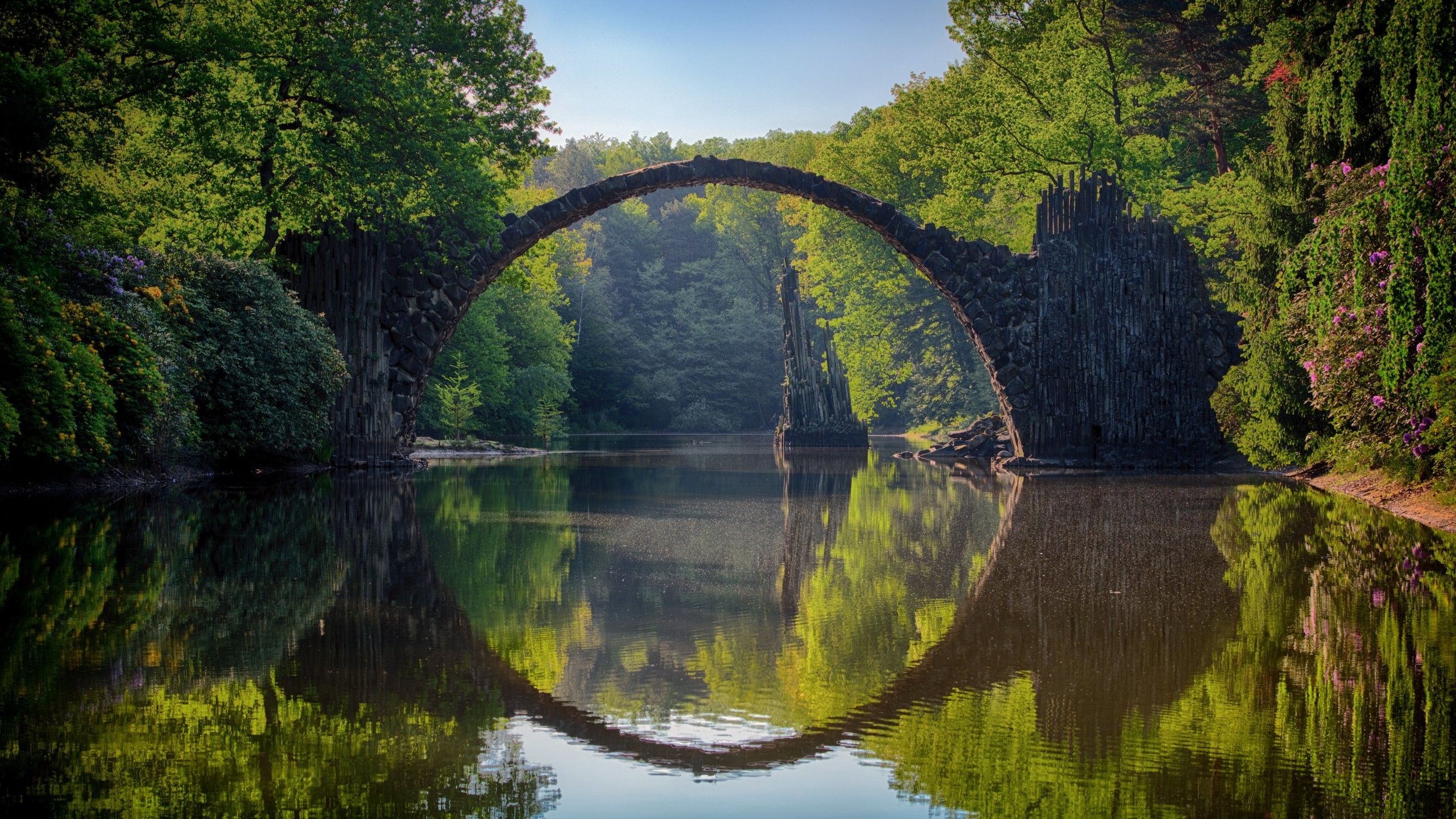 Wallpaper Rakotzbrücke Devil's Bridge, Germany, Europe, 4k