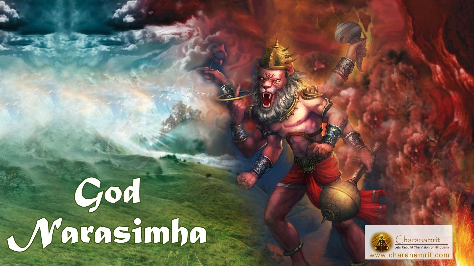 Free download God Narsingh angry colorful 3D HD Wallpaper