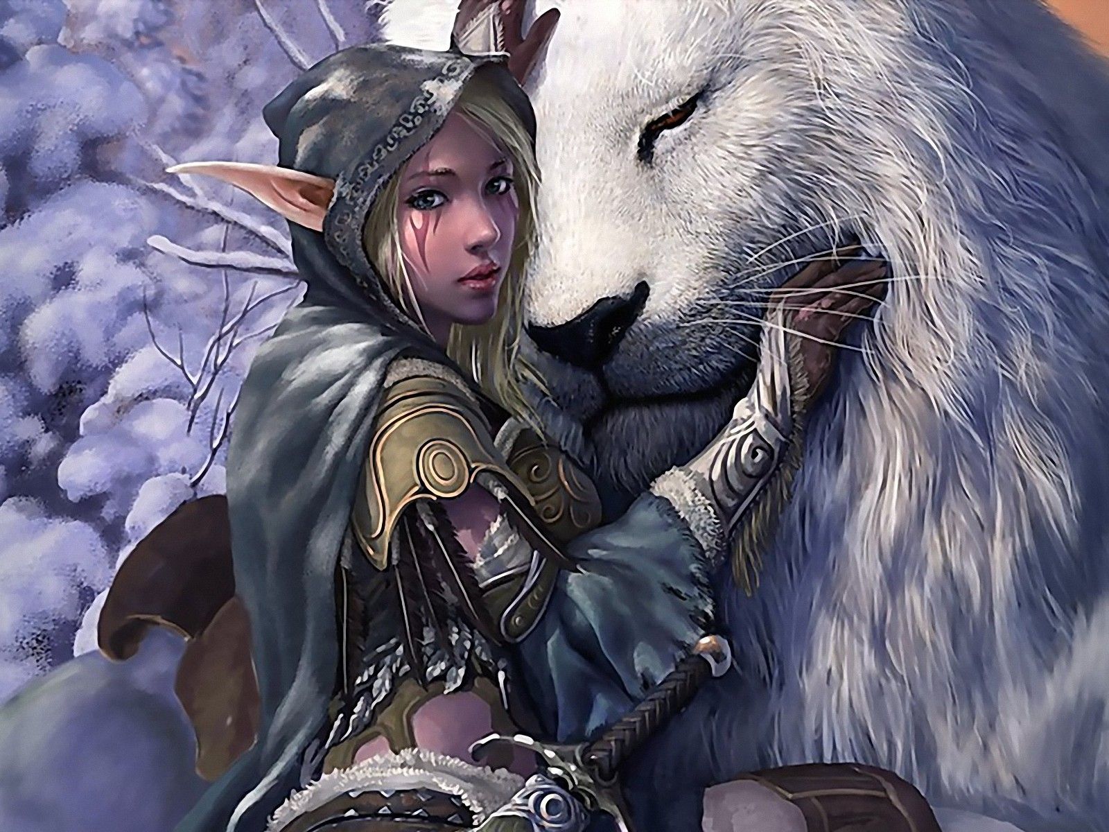women world of warcraft fantasy art elves lions 1600x1200