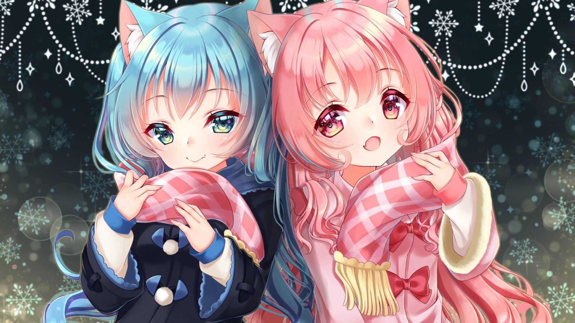 Anime Girls, Loli, Pink And Blue Hair, Animal Ears