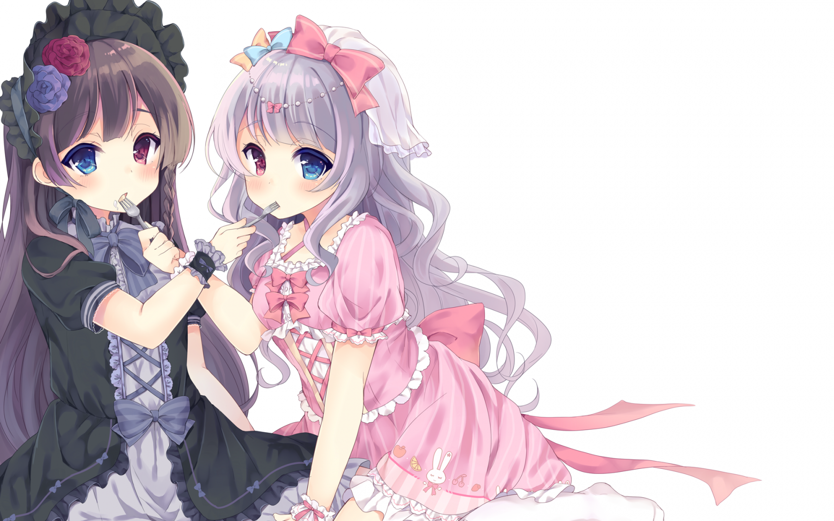 Anime Girls, Loli, Heterochromia, Black Dress, White Loli