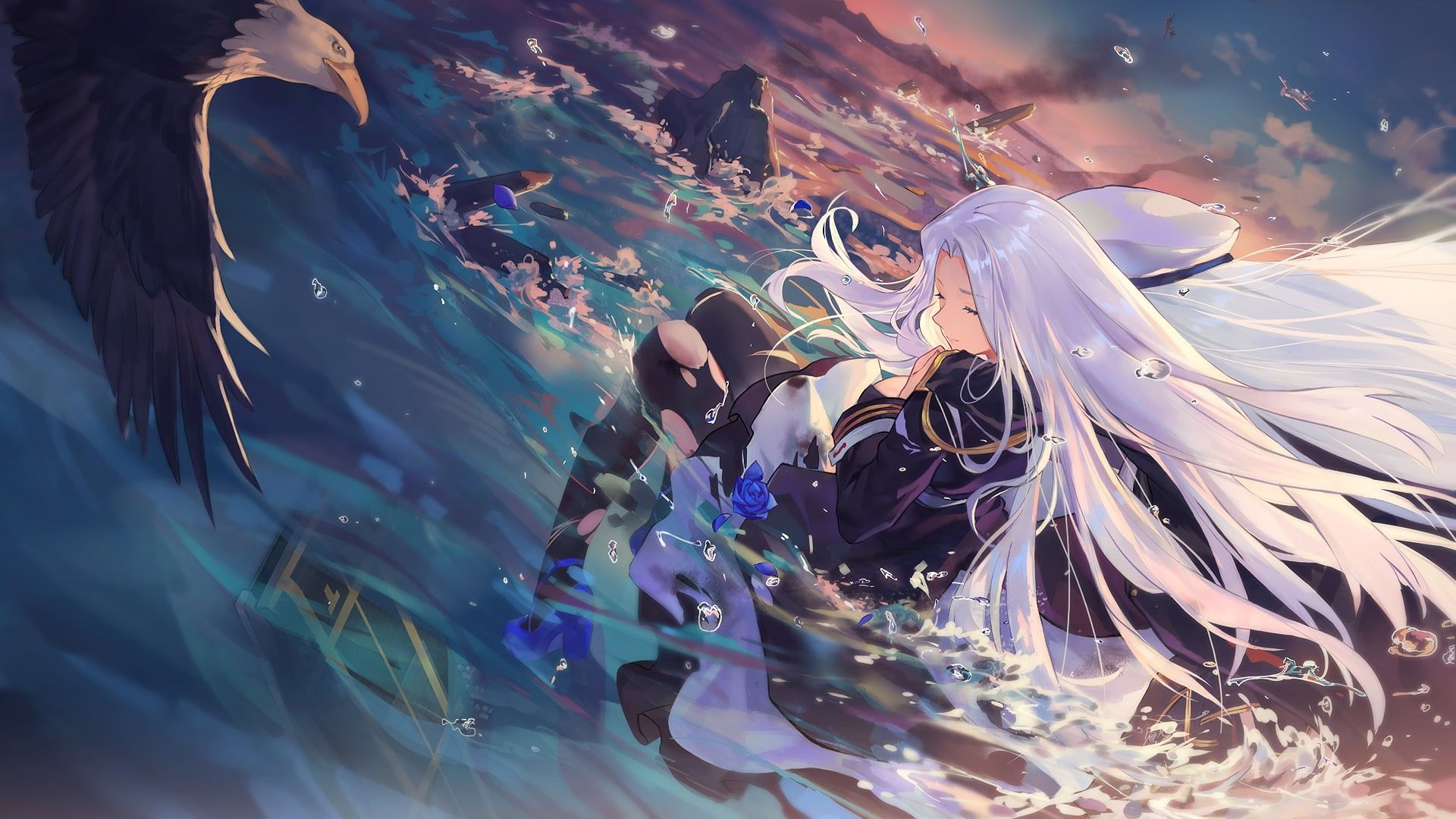 female with white haired anime character anime girls Azur Lane