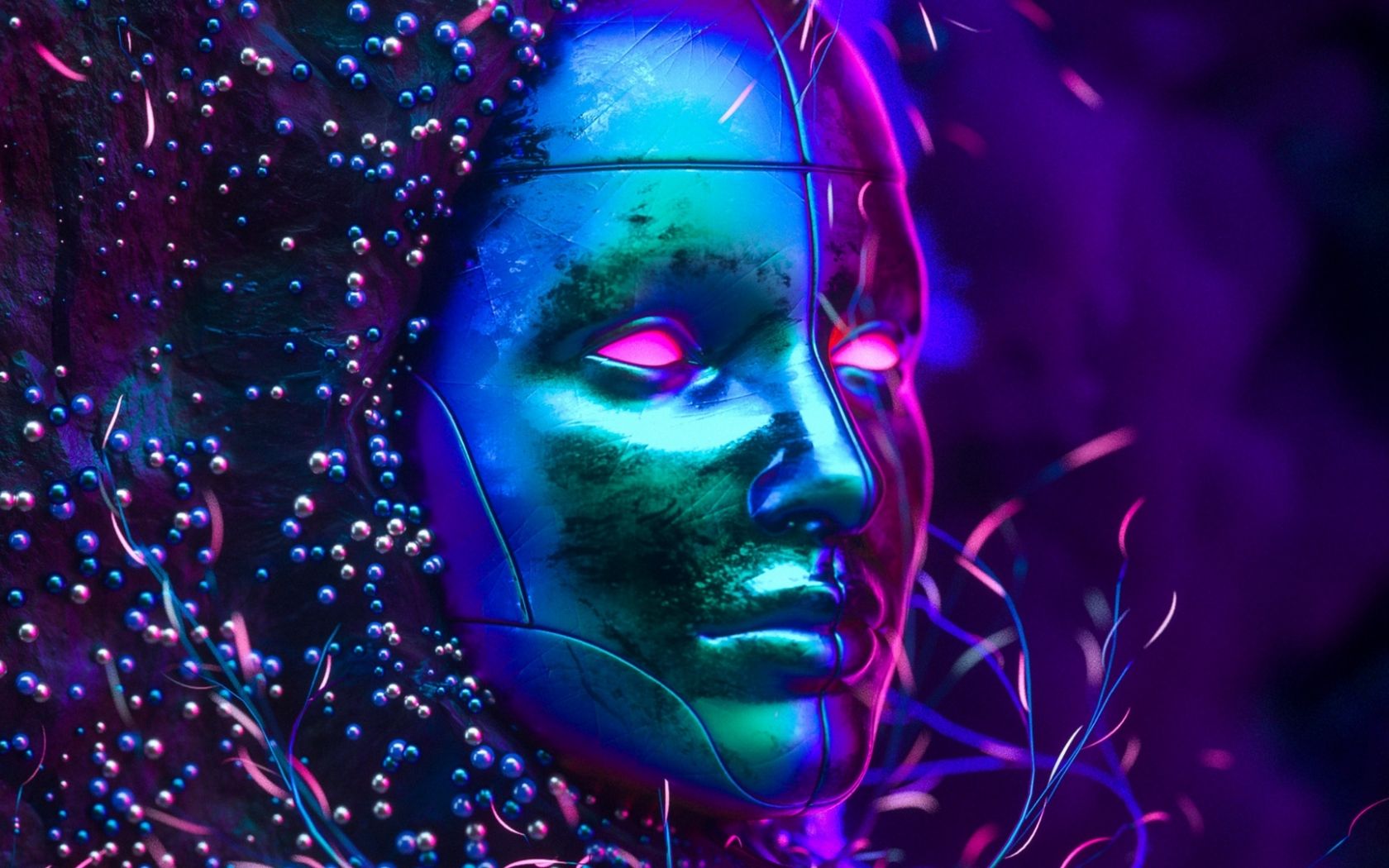 Free download Download wallpapers 1920x1080 mask neon glitter art.