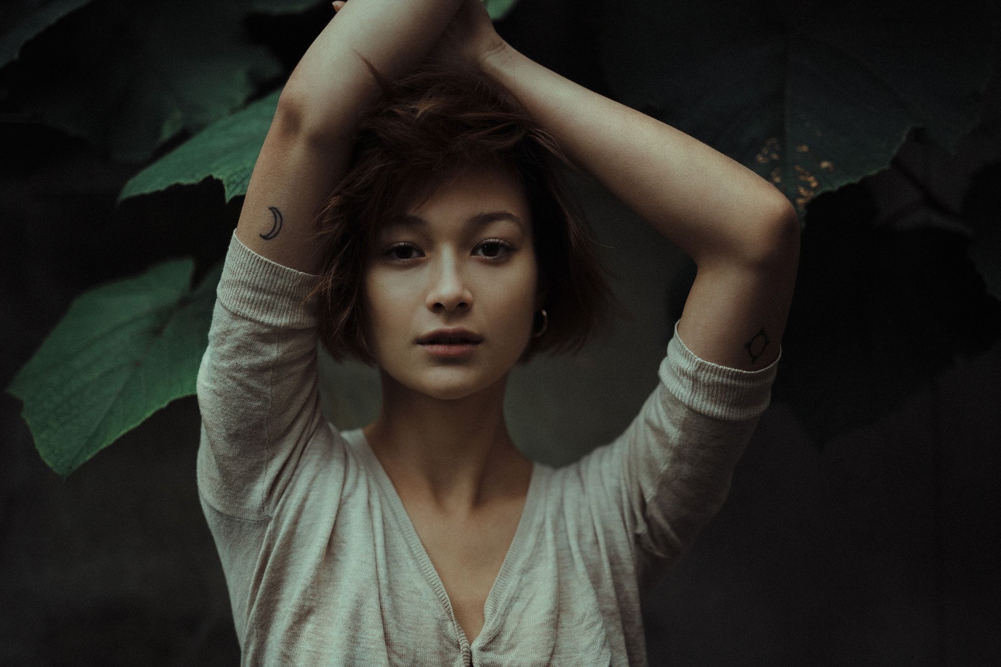 #women, #brunette, #short hair, #portrait, #tattoo