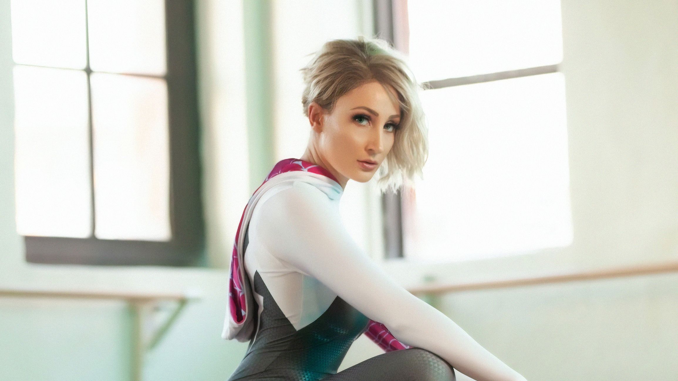 Women Cosplay Marvel Comics Blonde Woman Girl Gwen Stacy Model