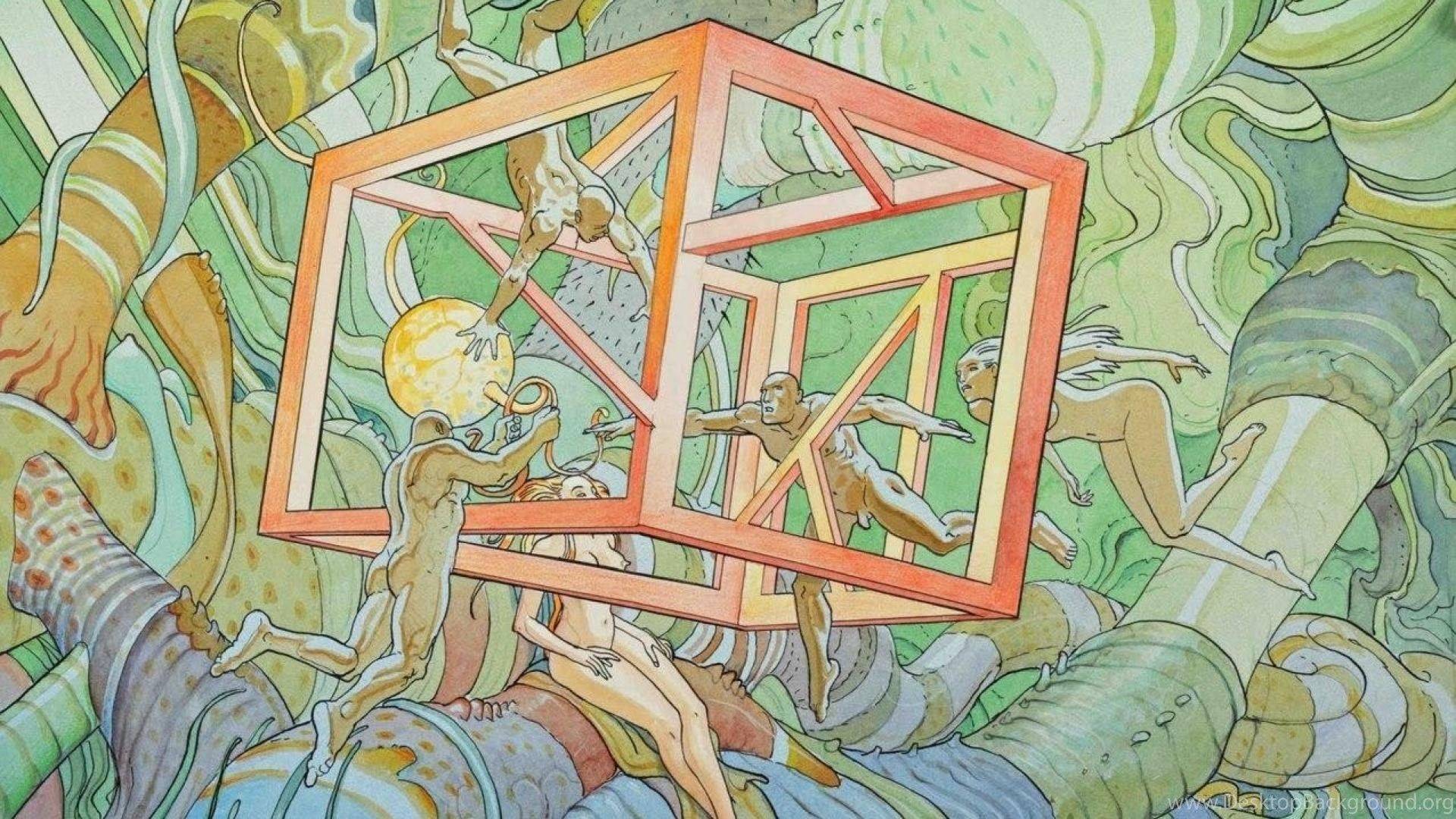 Landscapes Jungle Artwork Traditional Art Moebius Cube Wallpaper