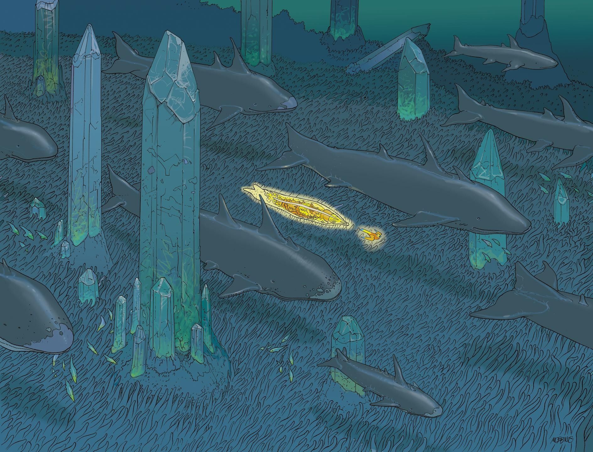 fantasy art crystals whales science fiction artwork drawings