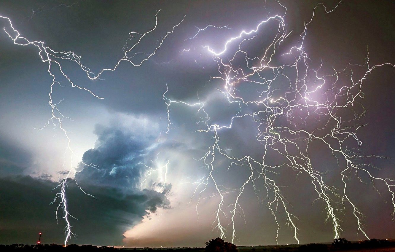 Wallpaper Clouds, Sky, Horizon, Lightning, Storm, Thunder, Lightning bolts image for desktop, section природа