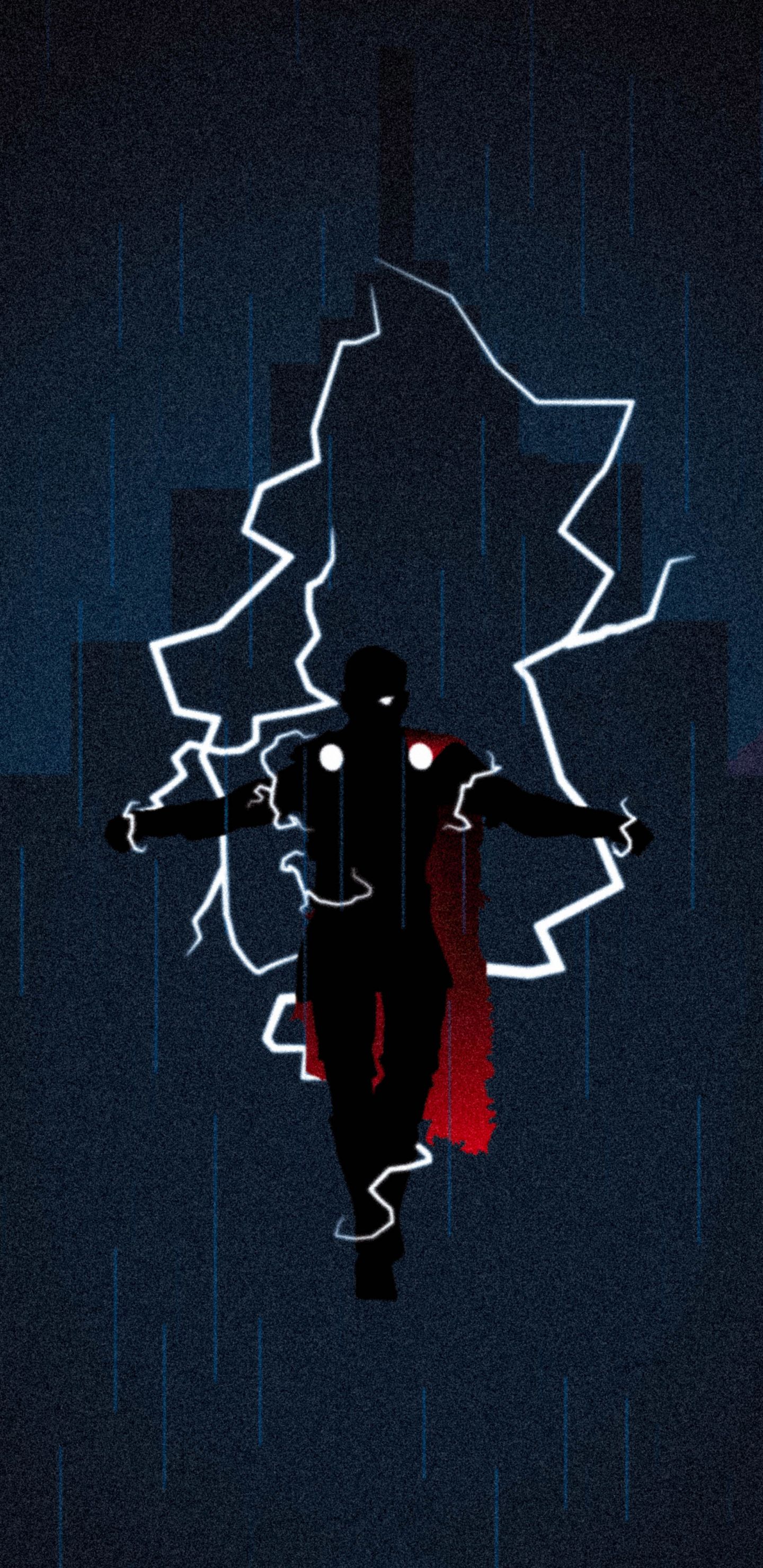 Download 1440x2960 wallpaper god of thunder, superhero, silhouette