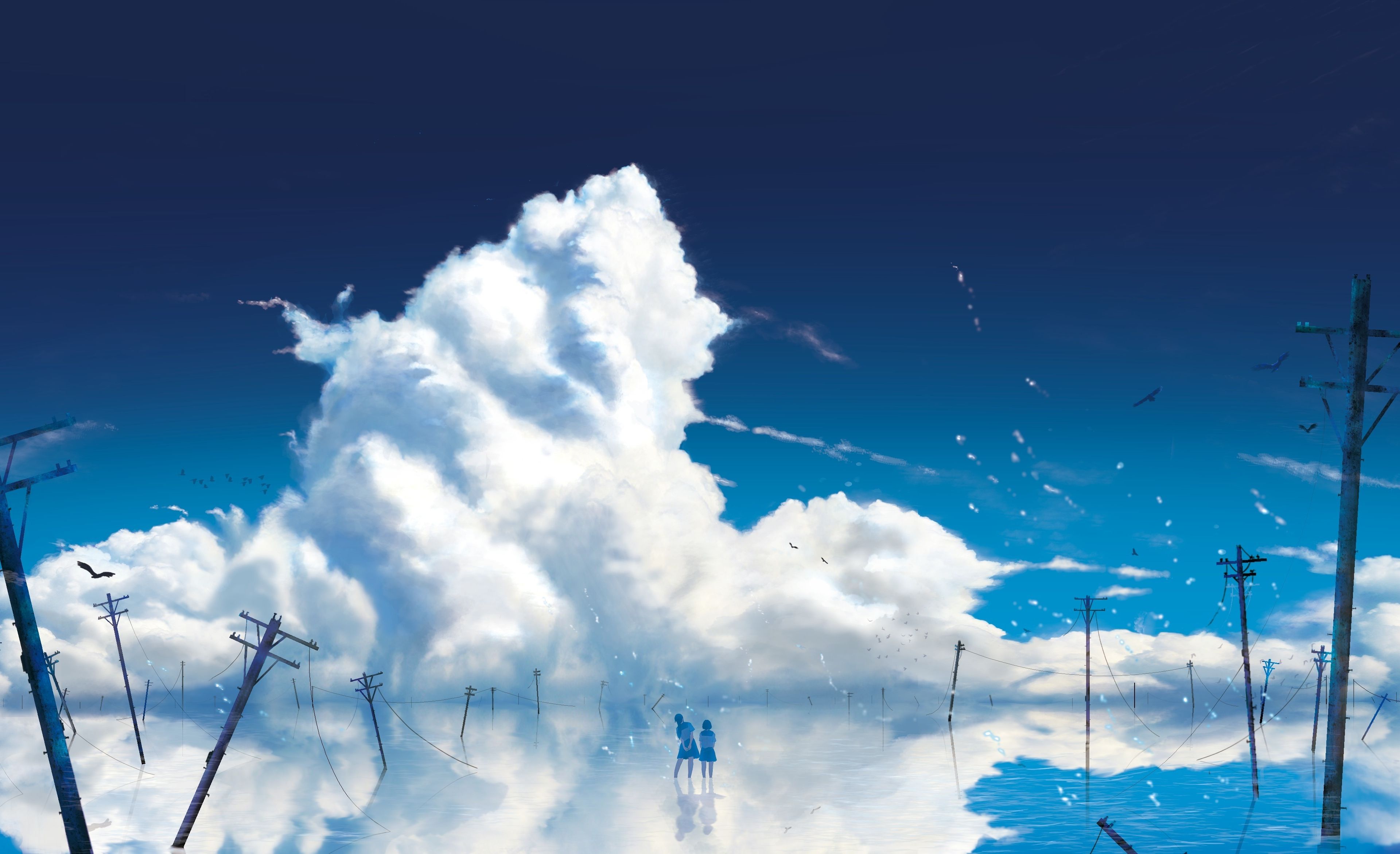 Download 3840x2400 wallpaper anime girls, outdoor, clouds, 4k