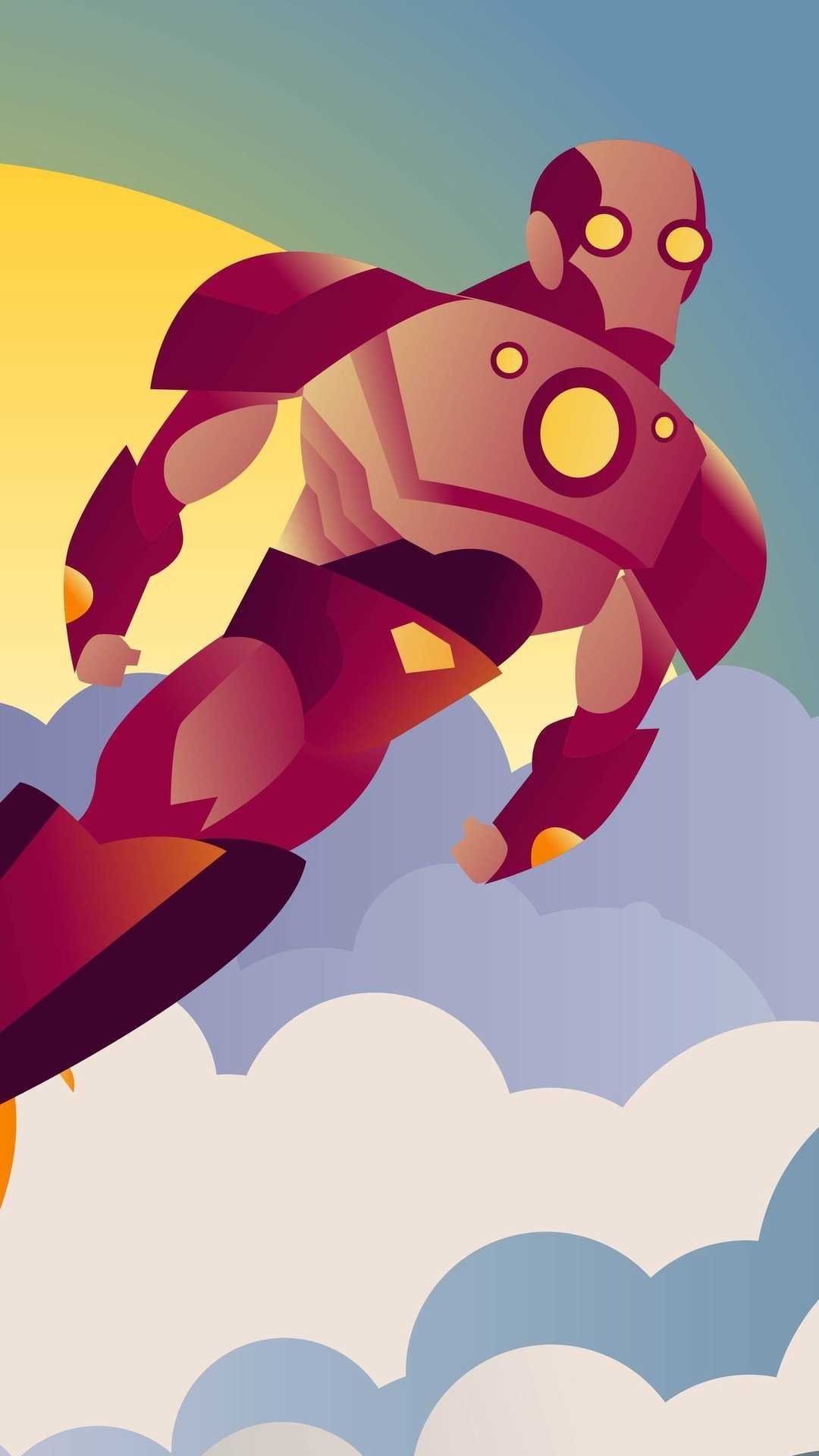 Iron Man Sunset Clouds Minimalist HD Wallpaper (1080x1920)