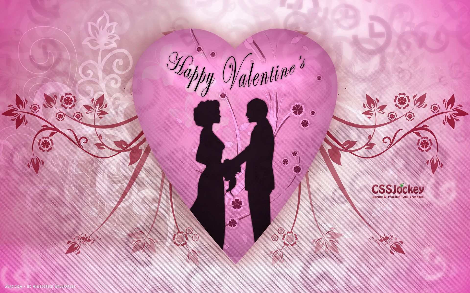 valentines day happy couple pink heart flowers vector love