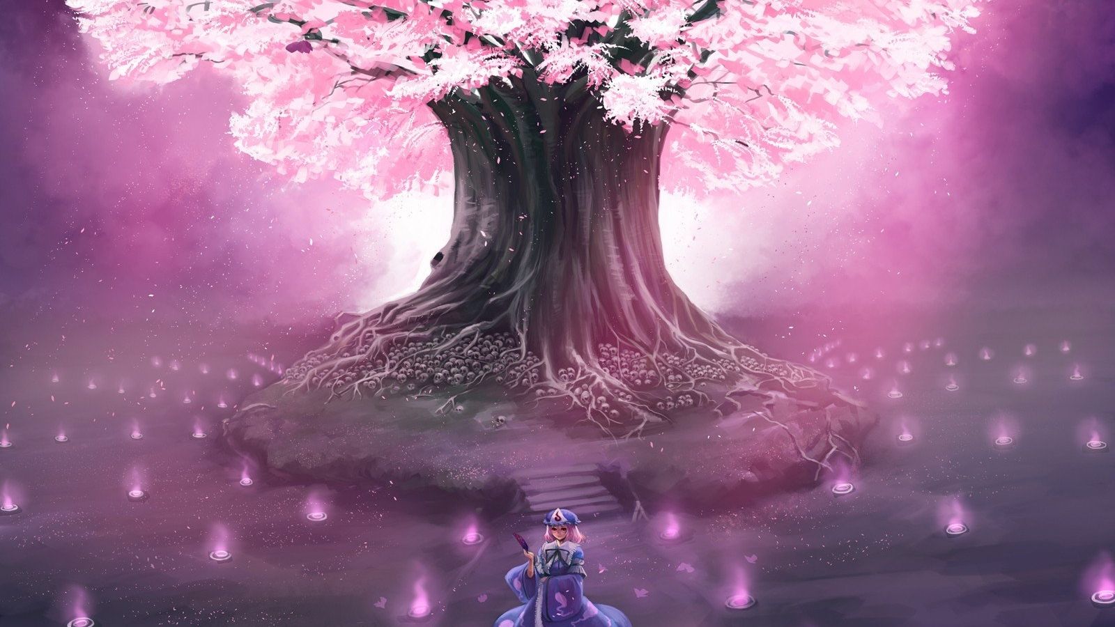 Free download video games Touhou cherry blossoms trees anime