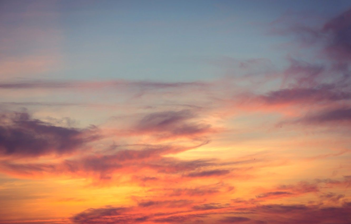 Wallpaper the sky, clouds, sunset, background, pink, colorful, sky